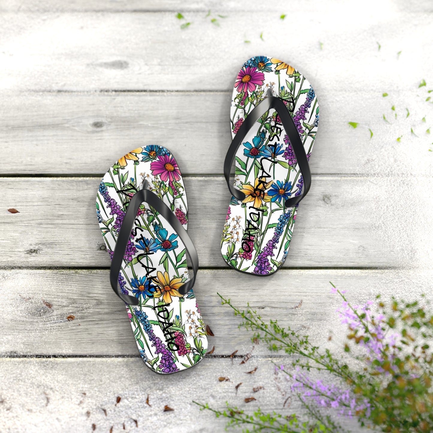 Priest Lake Wildflower Flip Flops