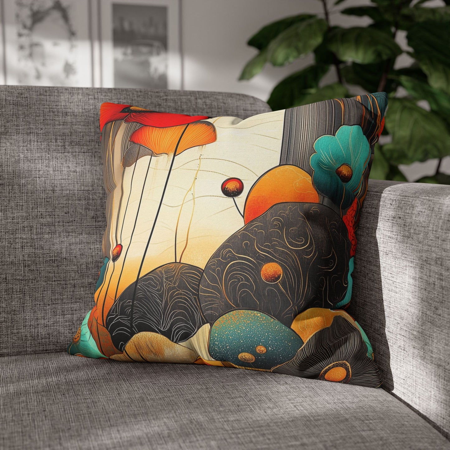 Whimsical Garden - Square Polyester Pillowcase