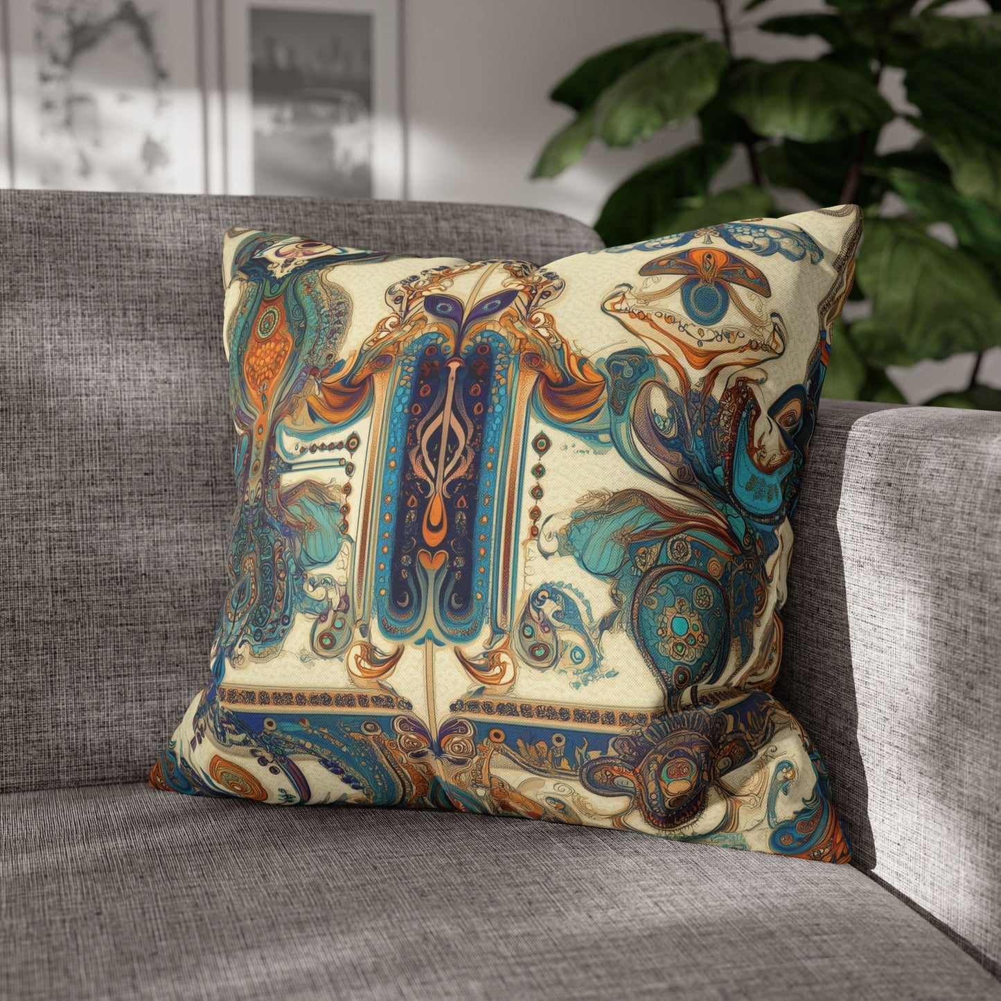 Symmetry in Bloom- Square Polyester Pillowcase