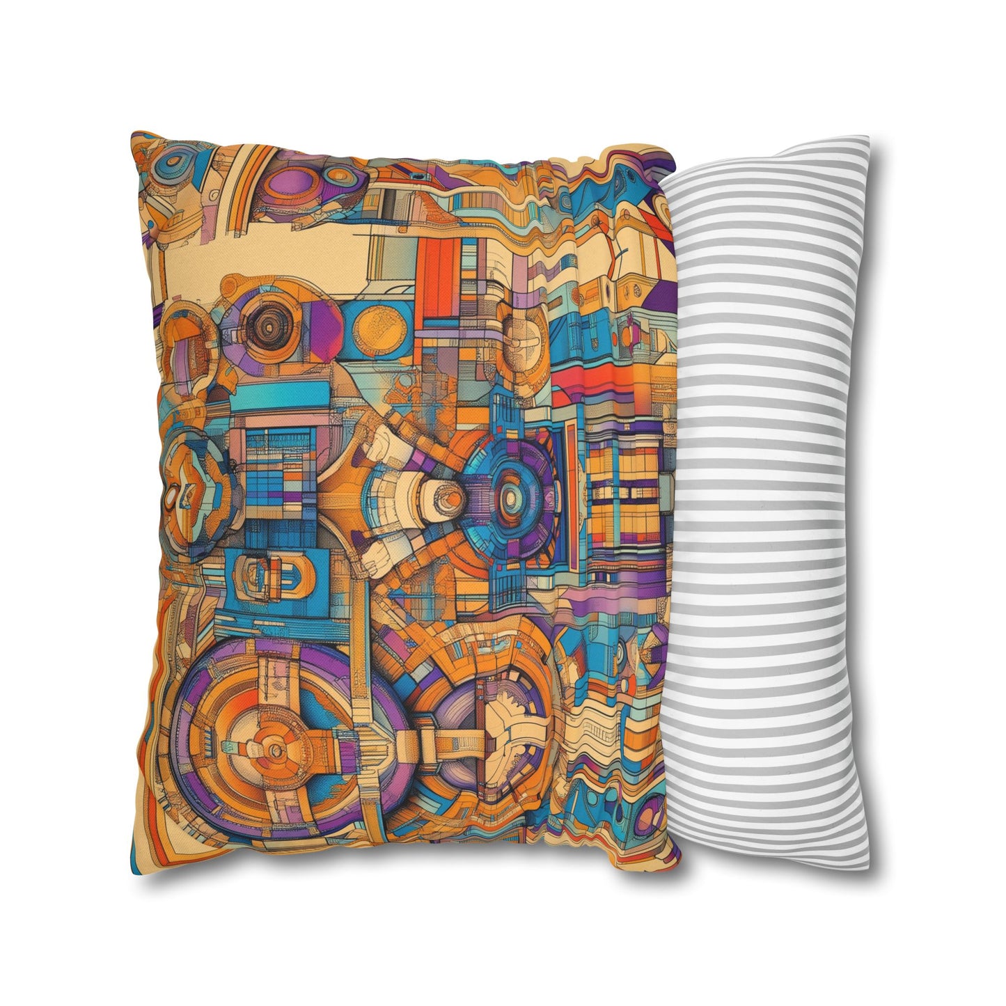 Techno Kaleidoscope- Square Polyester Pillowcase