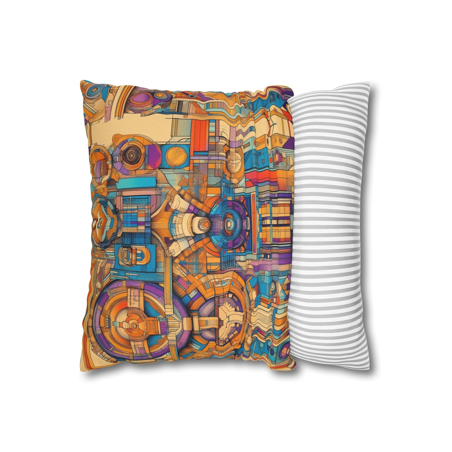 Techno Kaleidoscope- Square Polyester Pillowcase