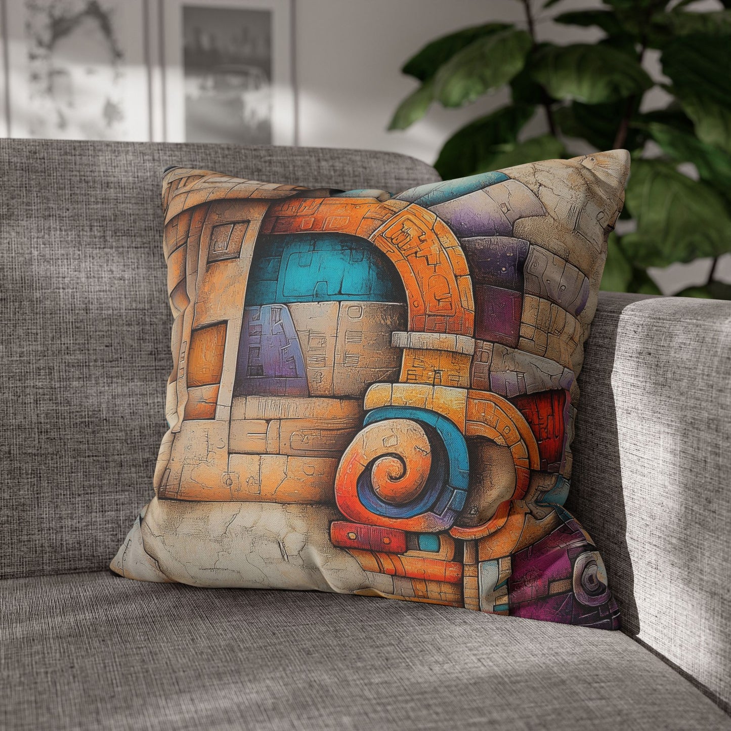 Geometric Reverie- Square Polyester Pillowcase