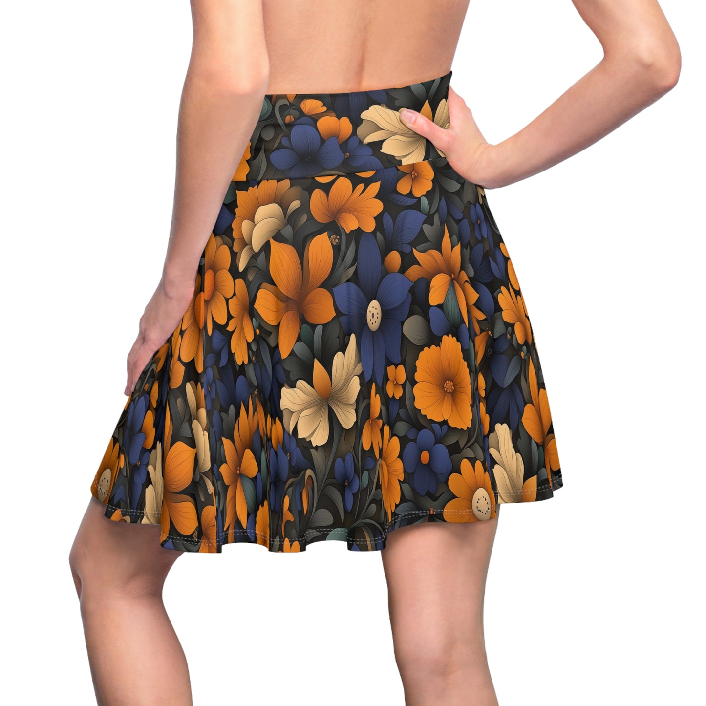 Midnight Garden Blossoms Skater Skirt
