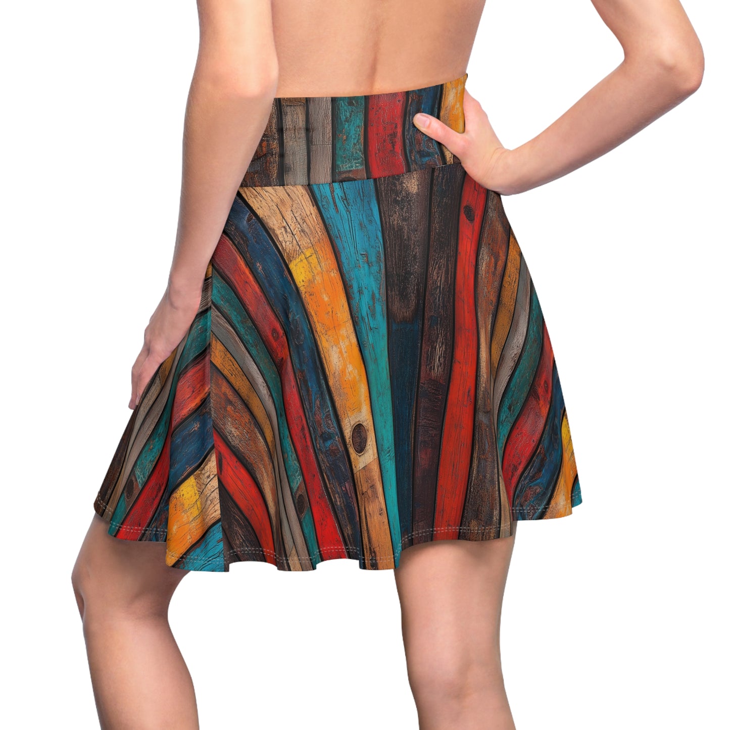 Vibrant Weathered Wood - Skater Skirt