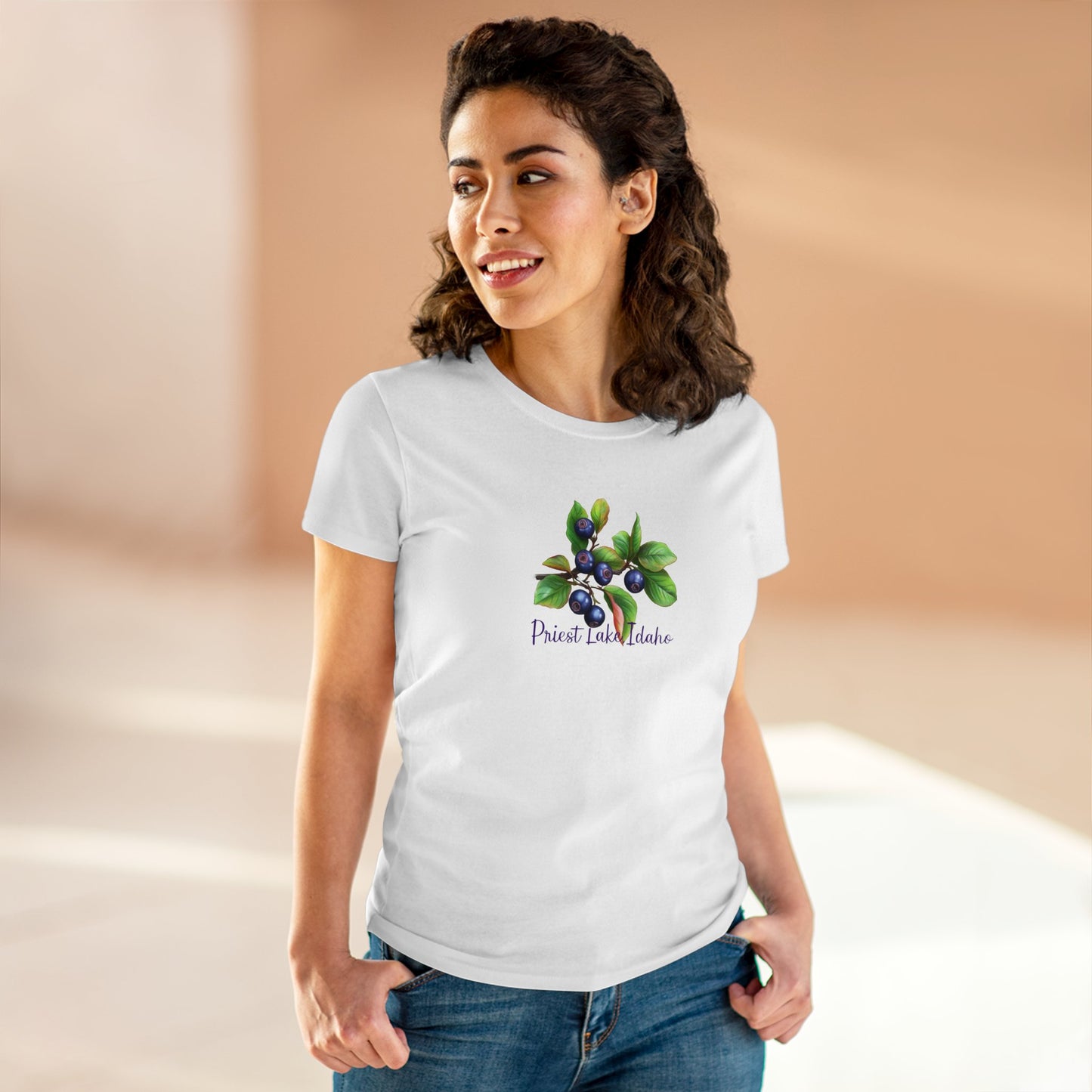 Priest Lake, Idaho Women's Huckleberry Cotton Tee