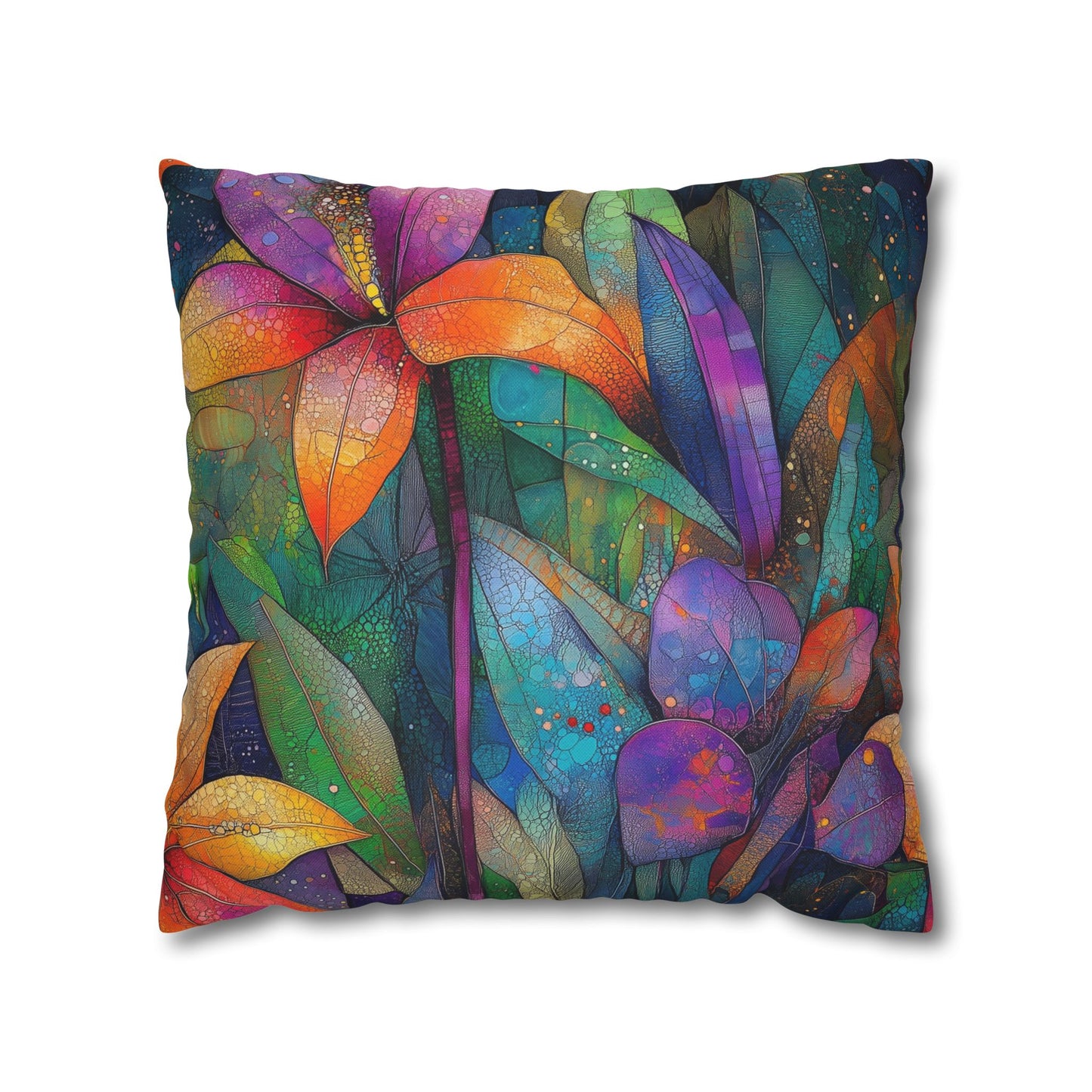 Kaleidoscopic Garden- Square Polyester Pillowcase