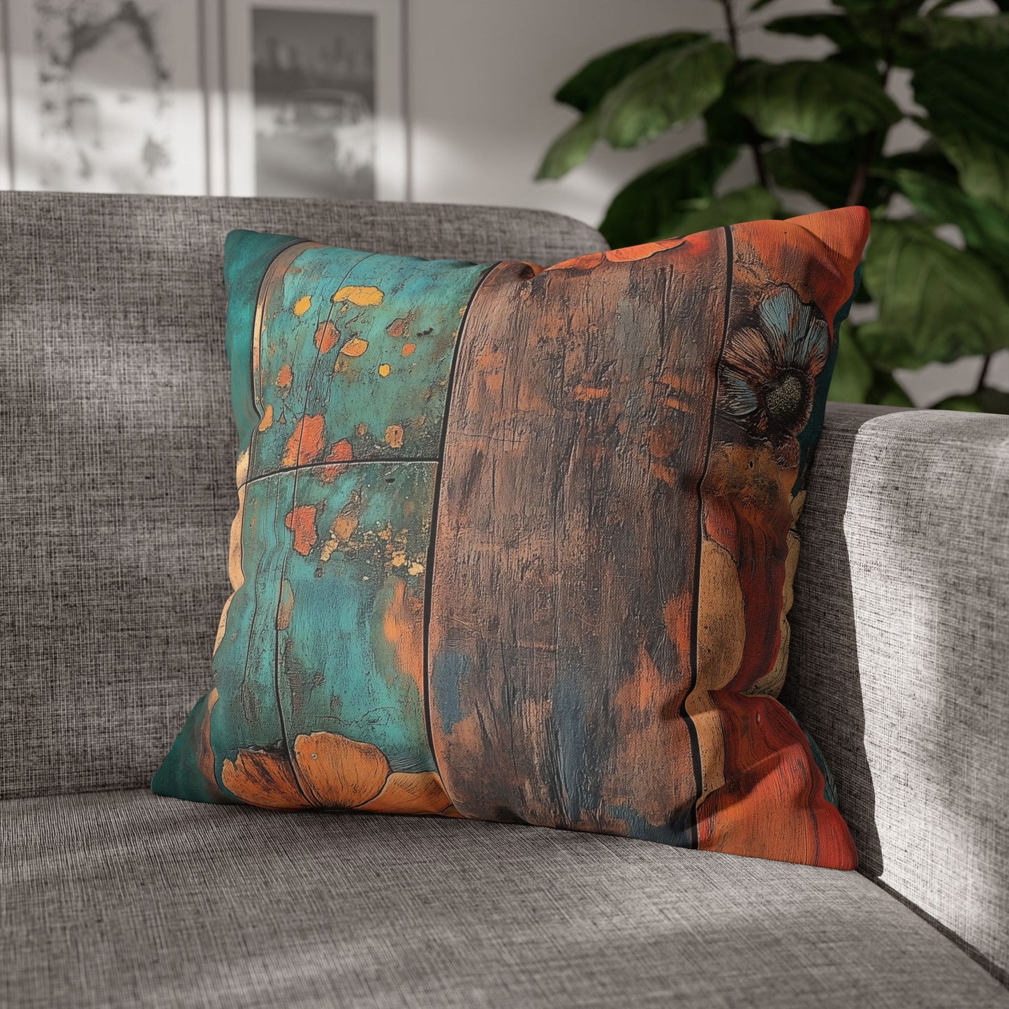 Rustic Blooms - Square Polyester Pillowcase