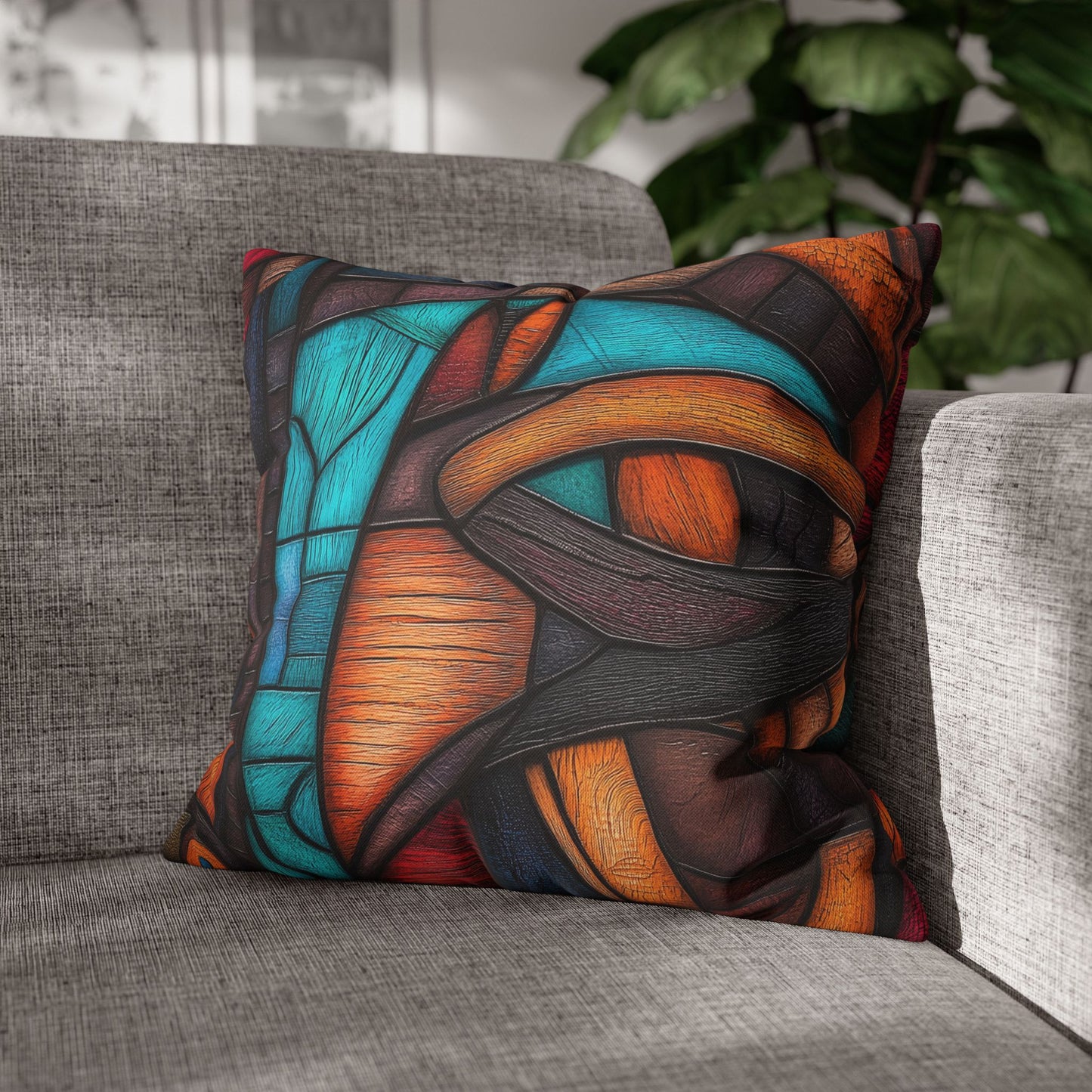 Geometric Kaleidoscope - Square Polyester Pillowcase