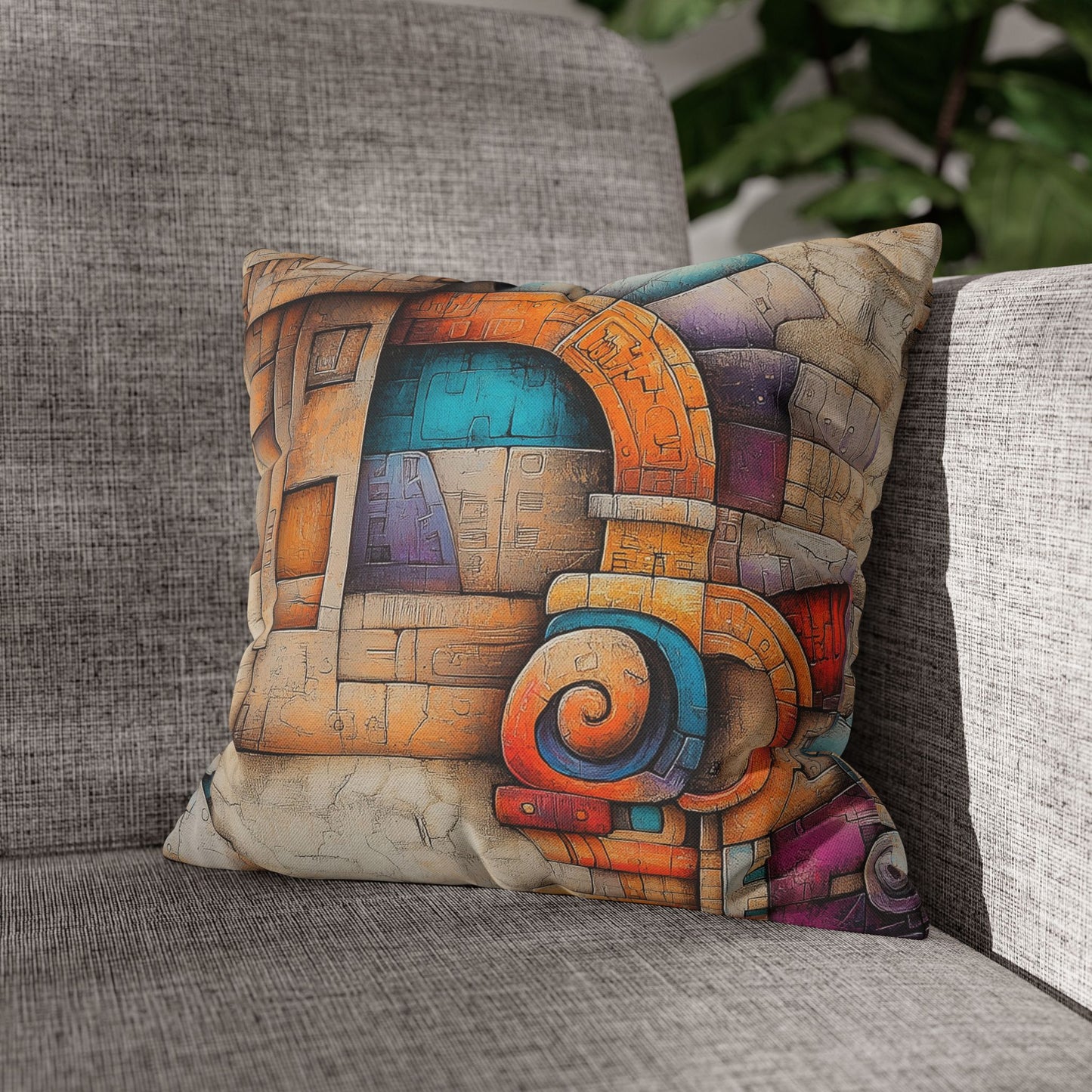 Geometric Reverie- Square Polyester Pillowcase