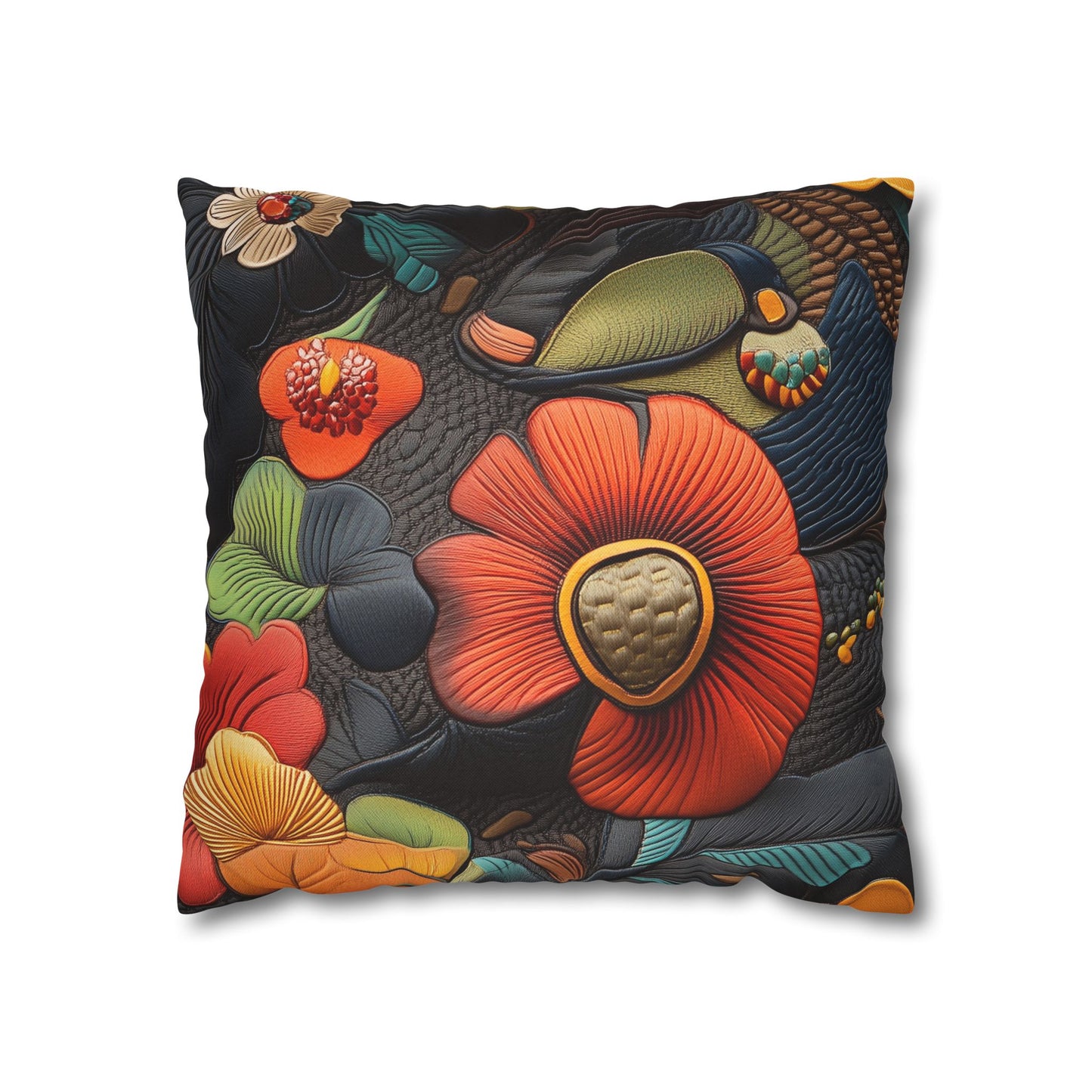 Floral Symphony - Square Polyester Pillowcase