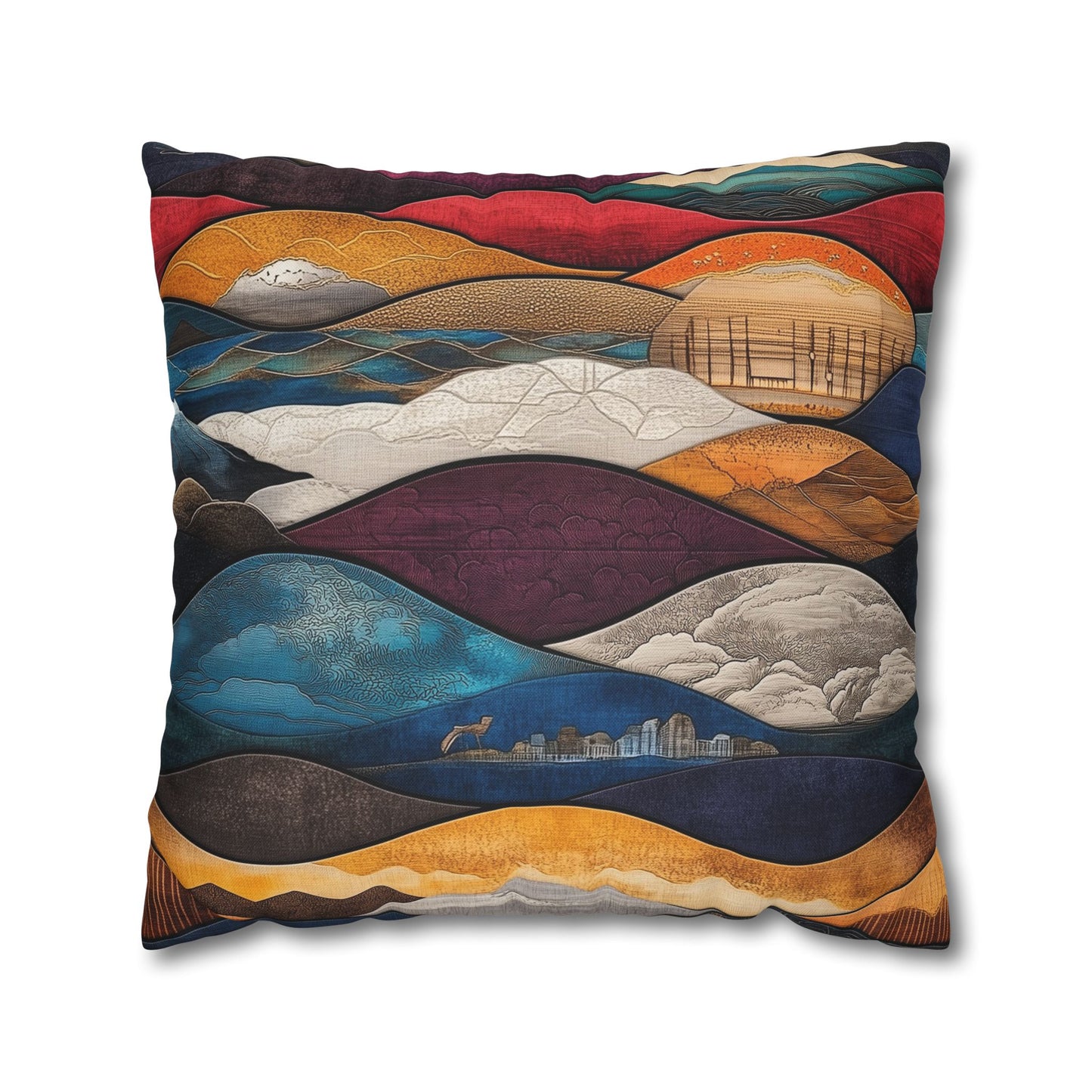 Waves of Color - Square Polyester Pillowcase