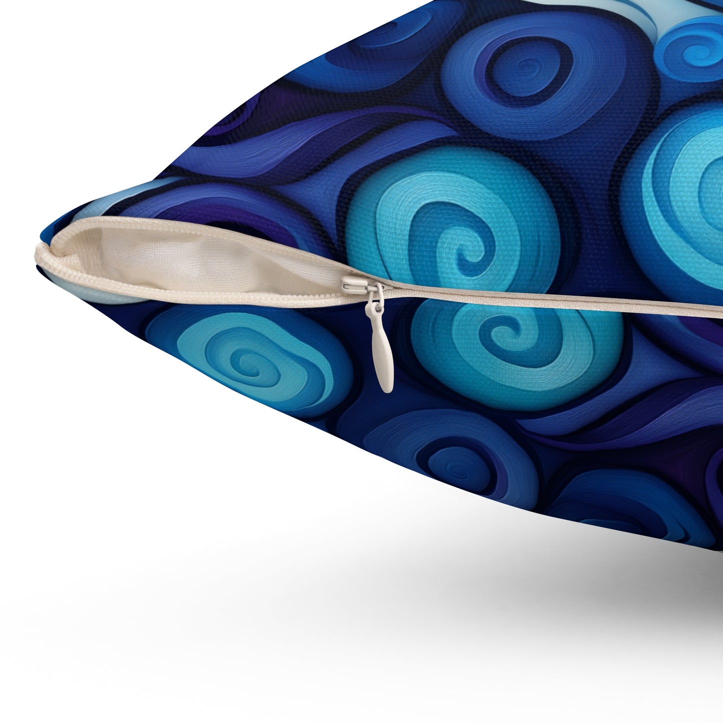 Blue Swirlino Polyester Pillow 1