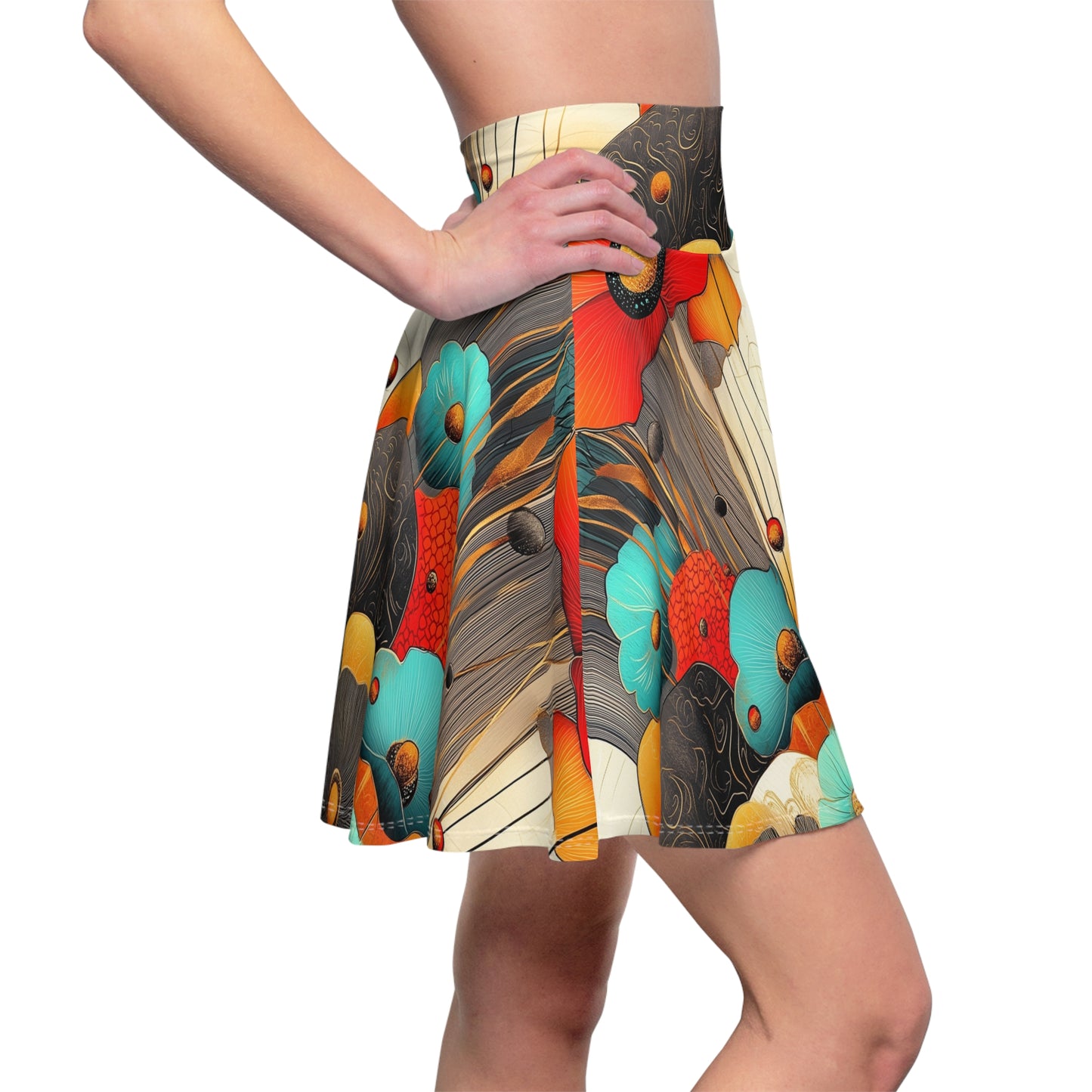 Abstract Garden Delight Skater Skirt
