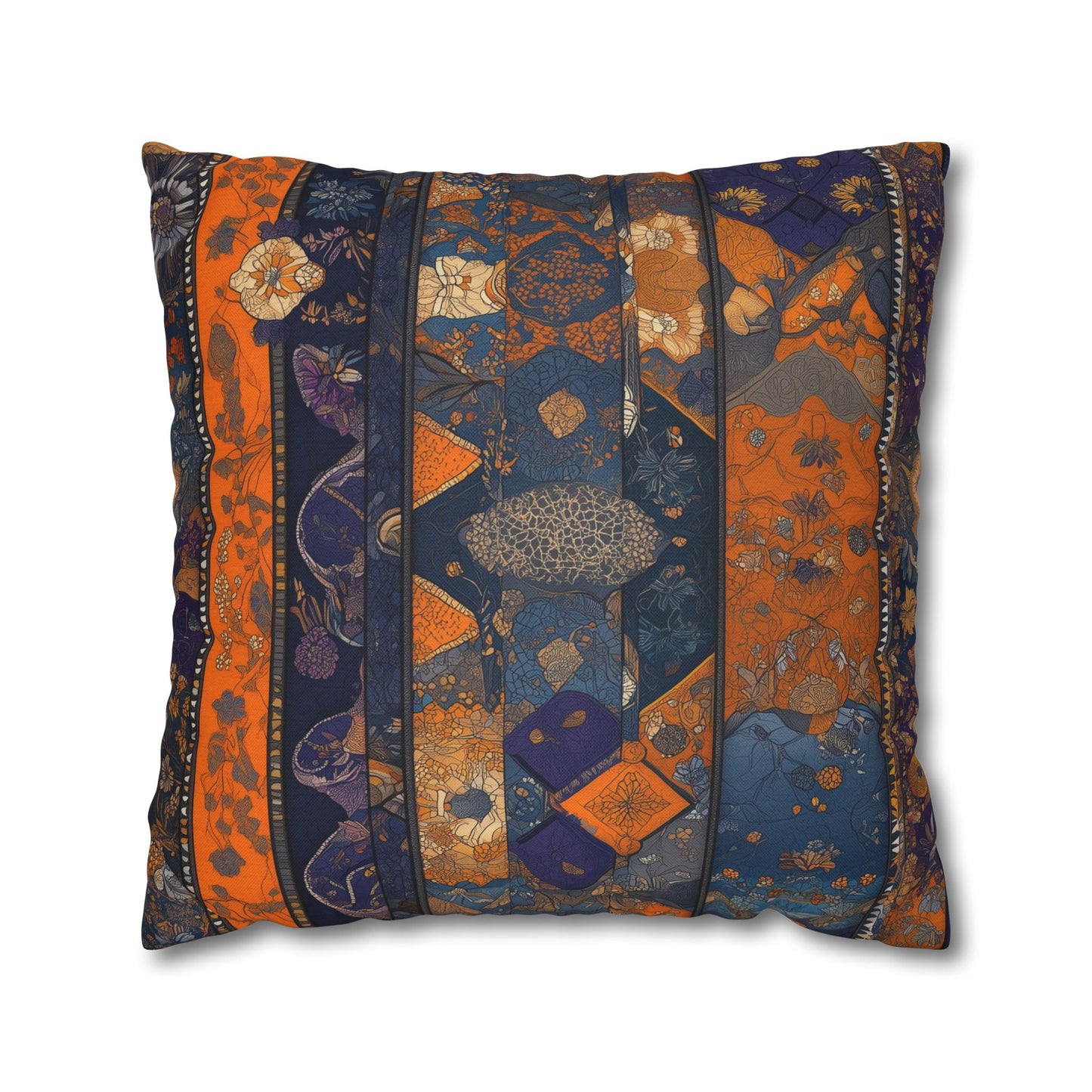 Geometric Blooms- Square Polyester Pillowcase