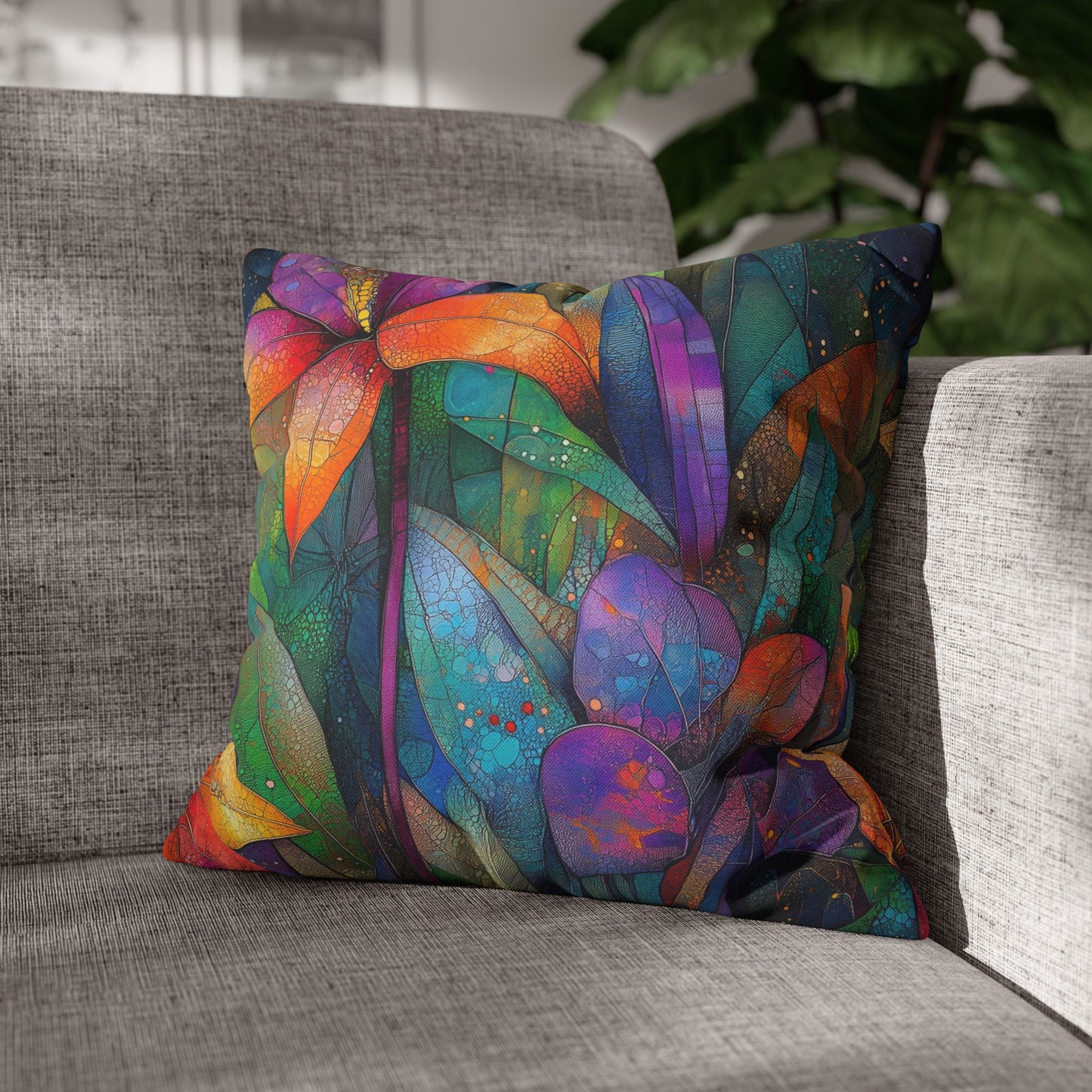 Kaleidoscopic Garden- Square Polyester Pillowcase