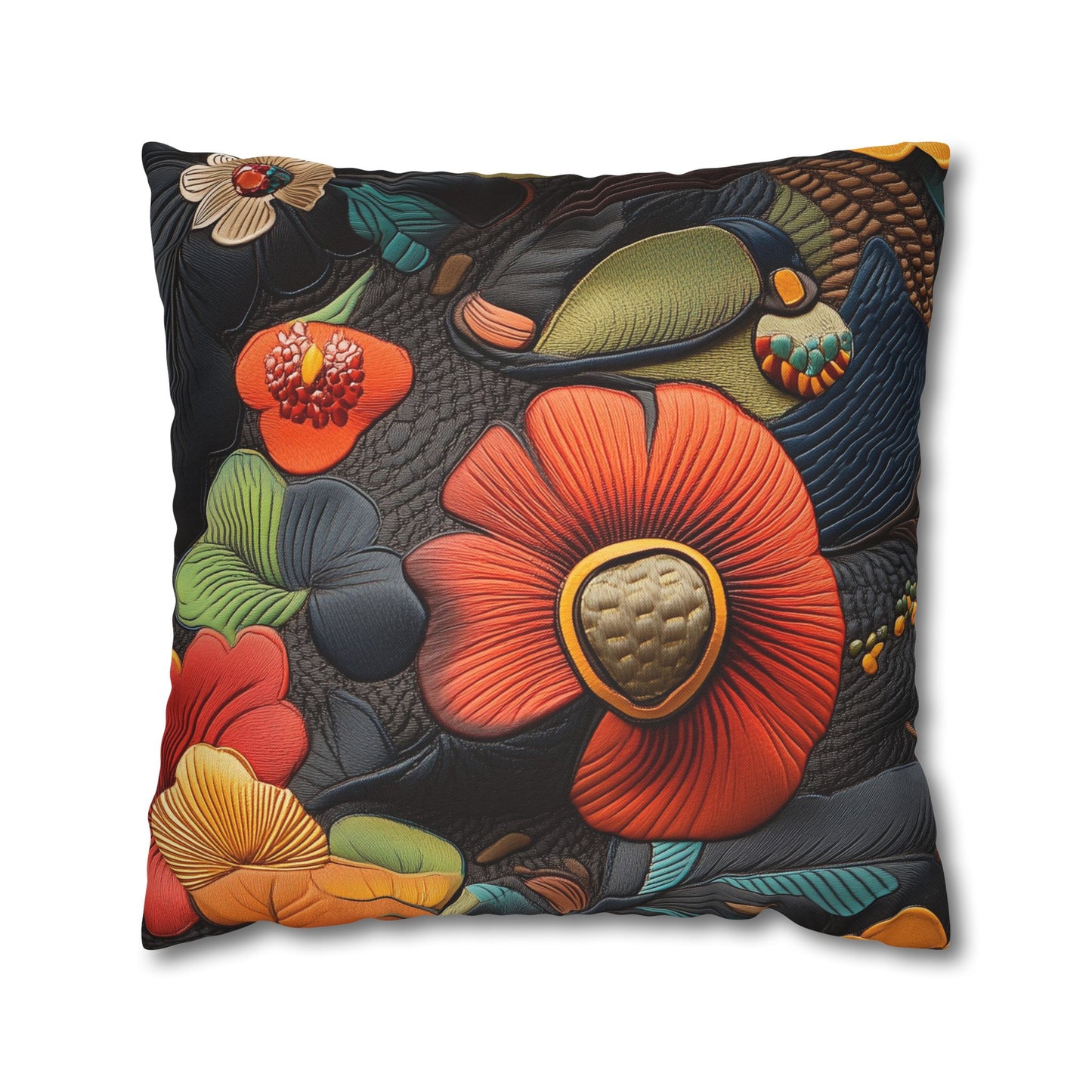 Floral Symphony - Square Polyester Pillowcase