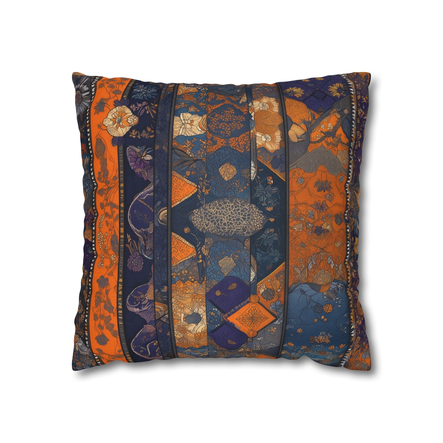 Geometric Blooms- Square Polyester Pillowcase