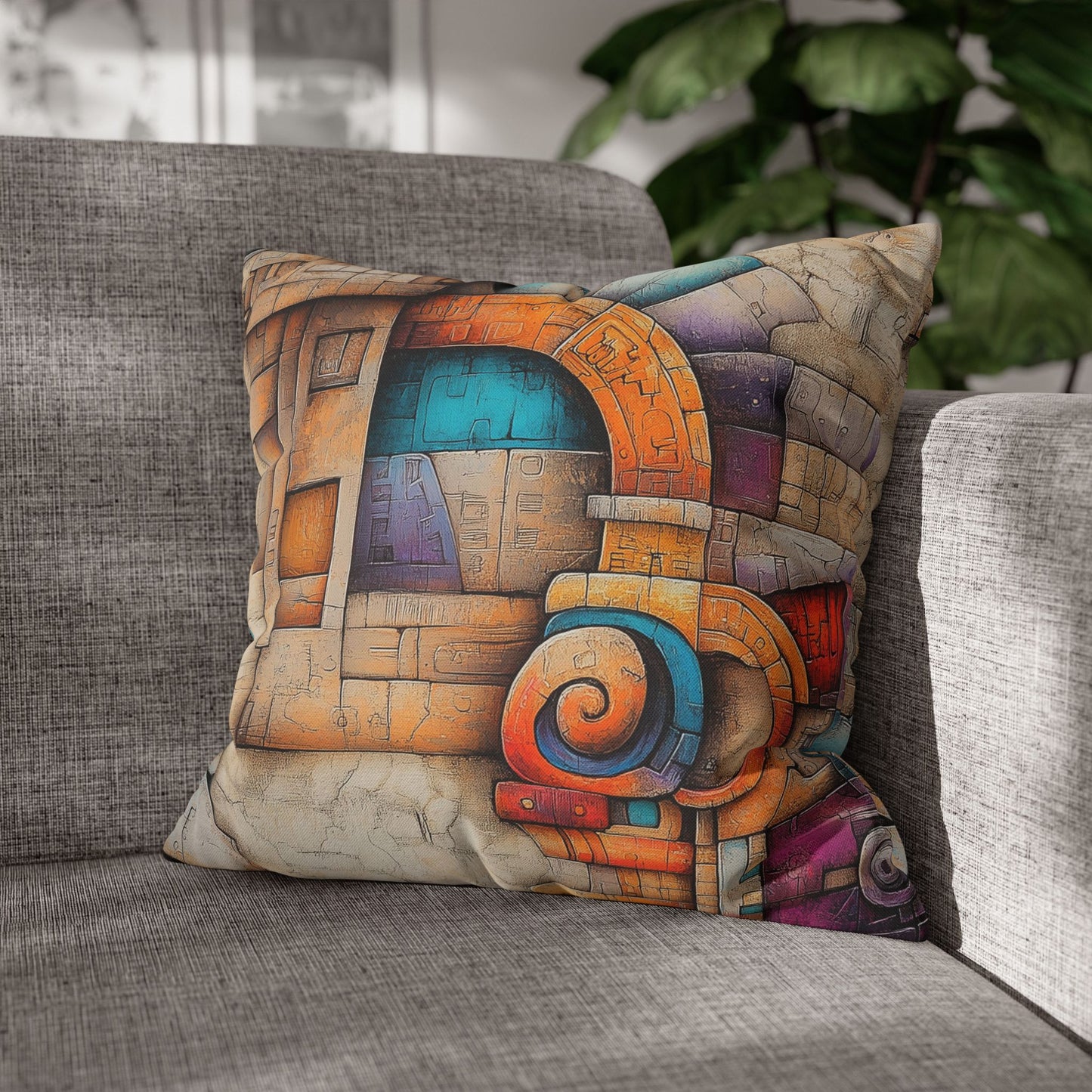 Geometric Reverie- Square Polyester Pillowcase
