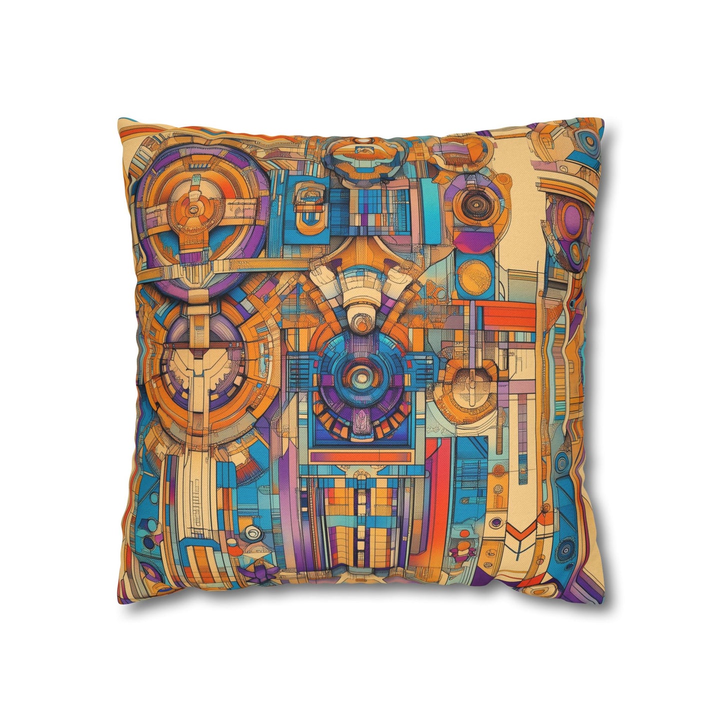Techno Kaleidoscope- Square Polyester Pillowcase