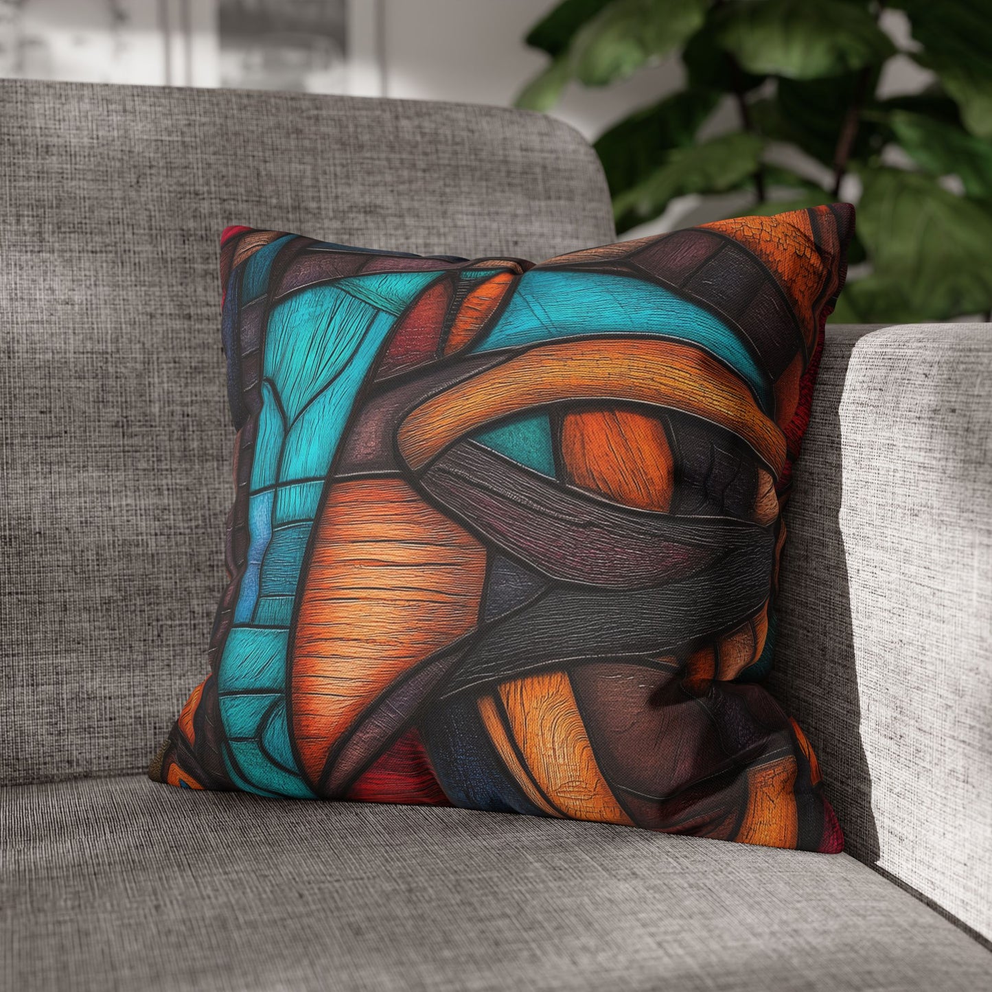 Geometric Kaleidoscope - Square Polyester Pillowcase