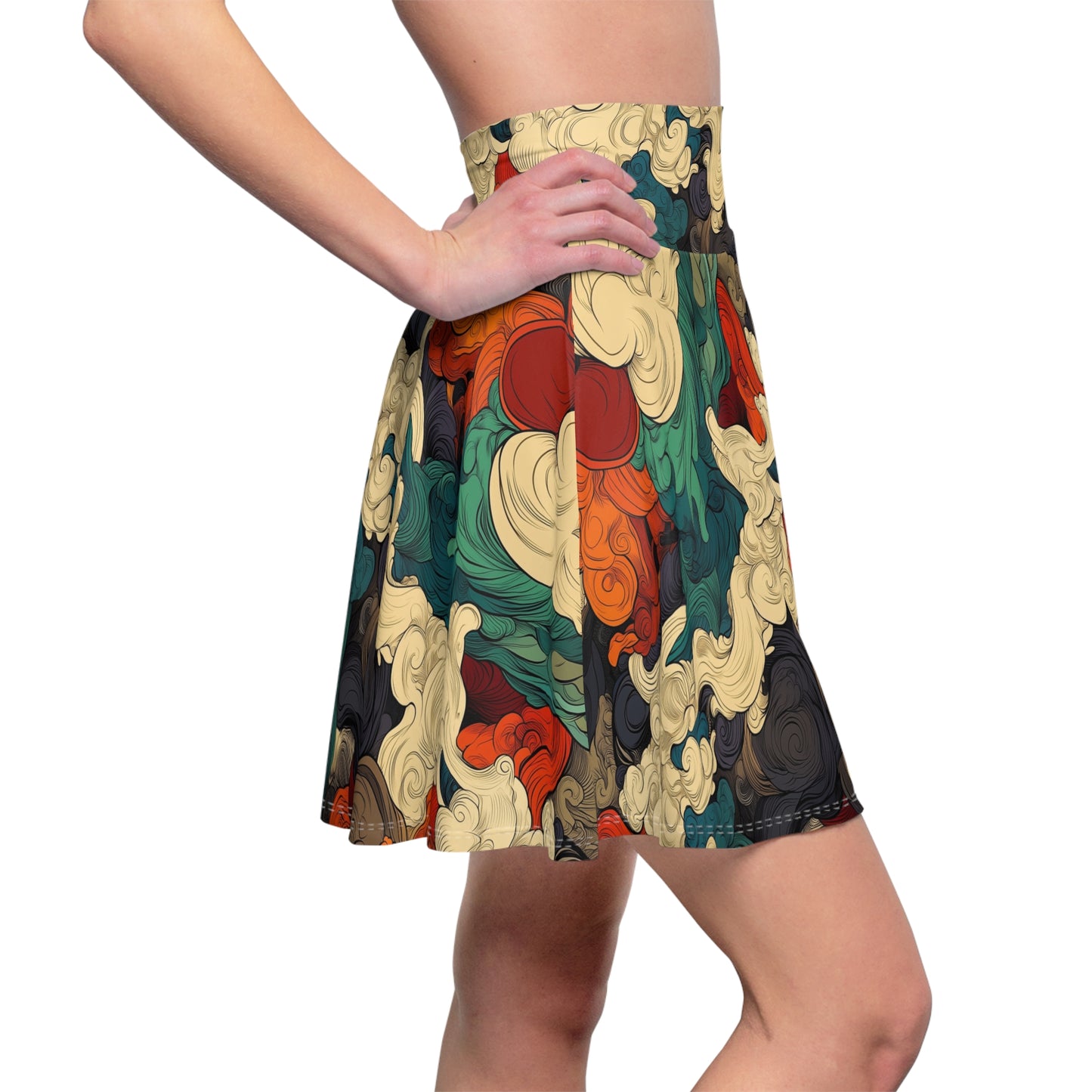 Japanese Clouds Skater Skirt