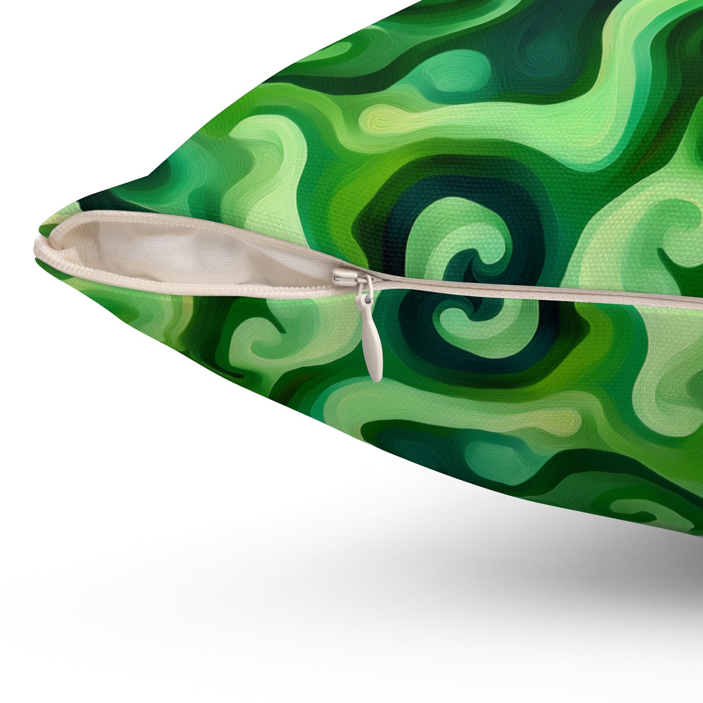 Green Swirlino Polyester Pillow 1
