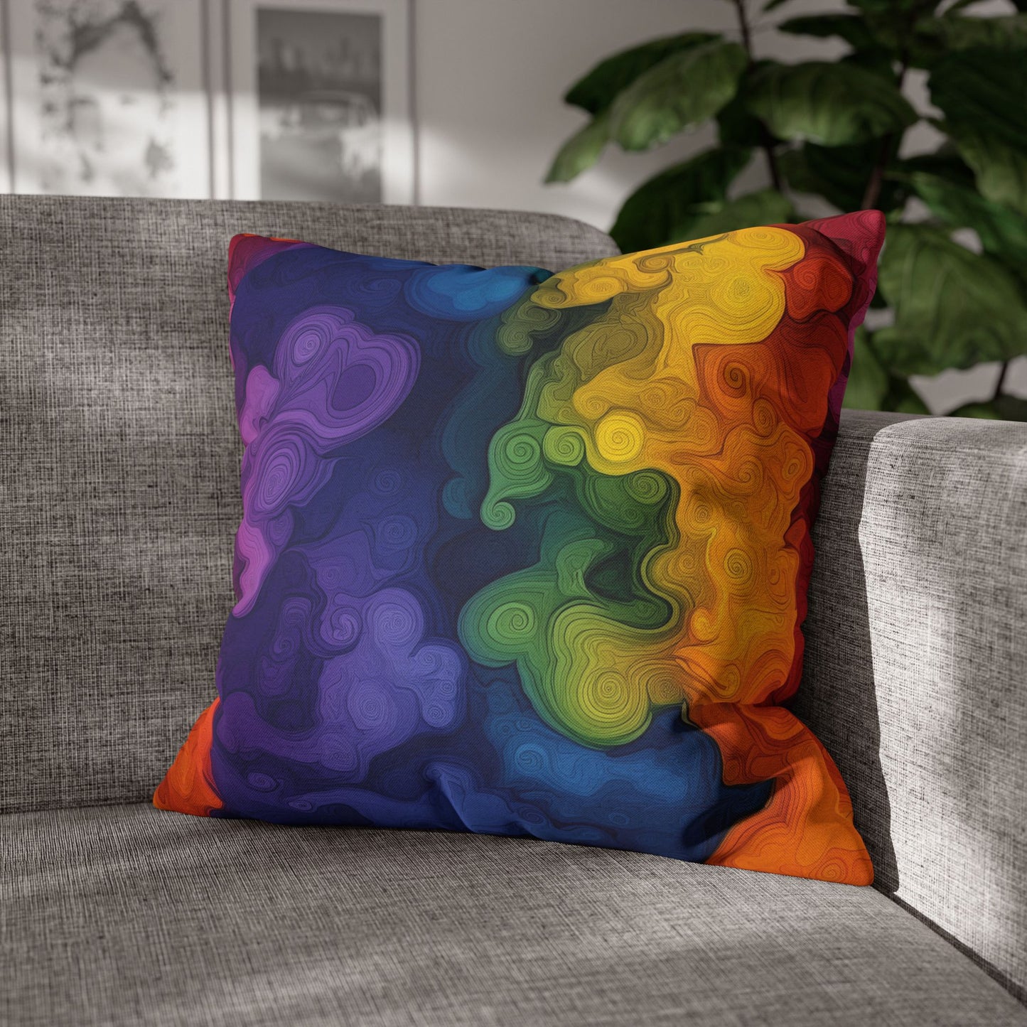 Chromatic Vortex- Square Polyester Pillowcase