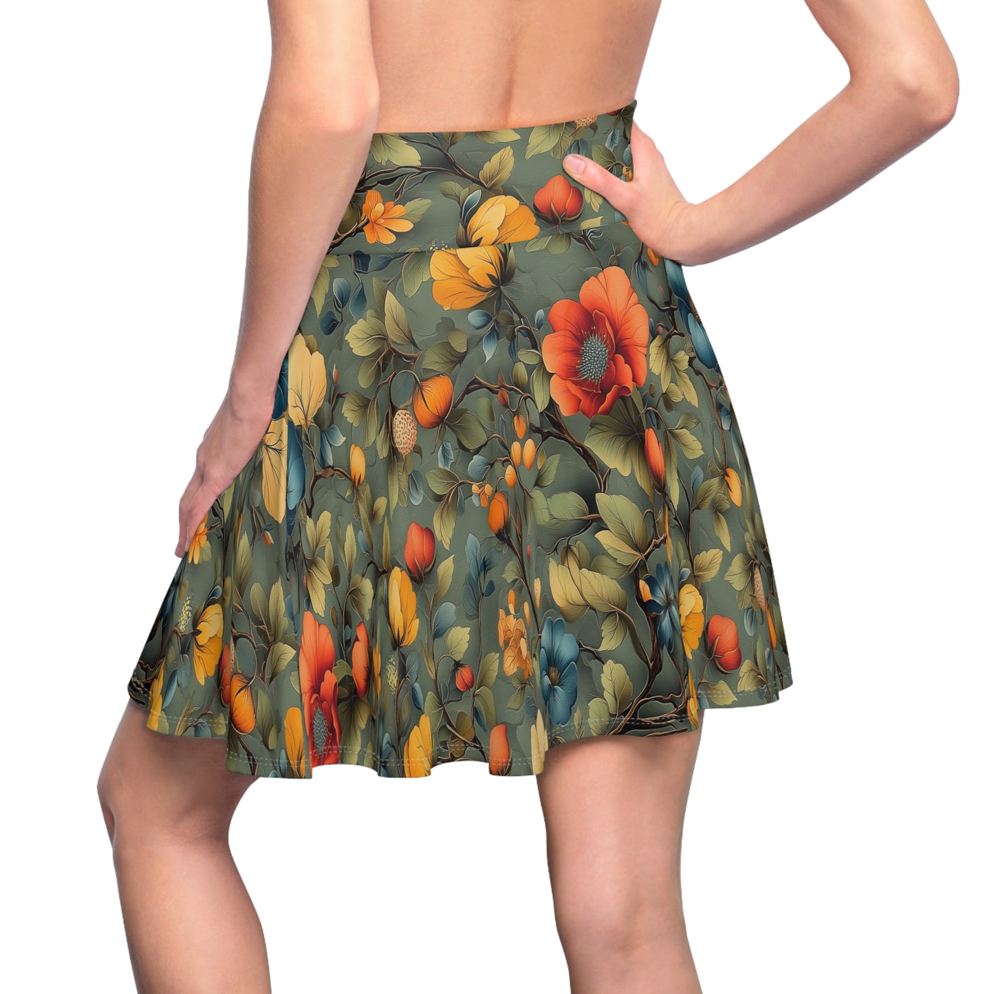 Vibrant Floral Symphony Skater Skirt