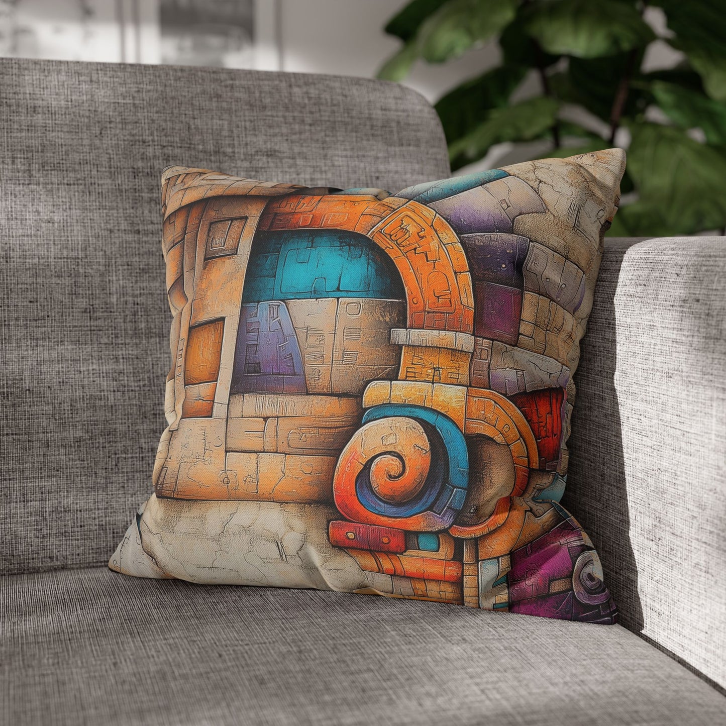 Geometric Reverie- Square Polyester Pillowcase