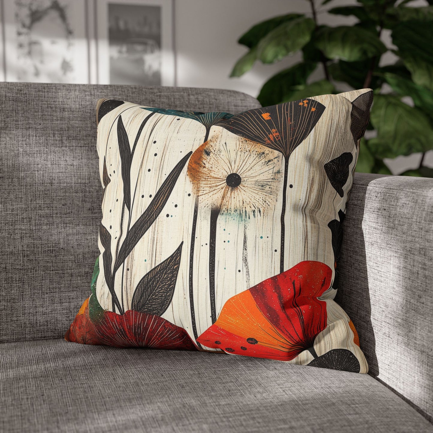 Vibrant Botanicals - Square Polyester Pillowcase