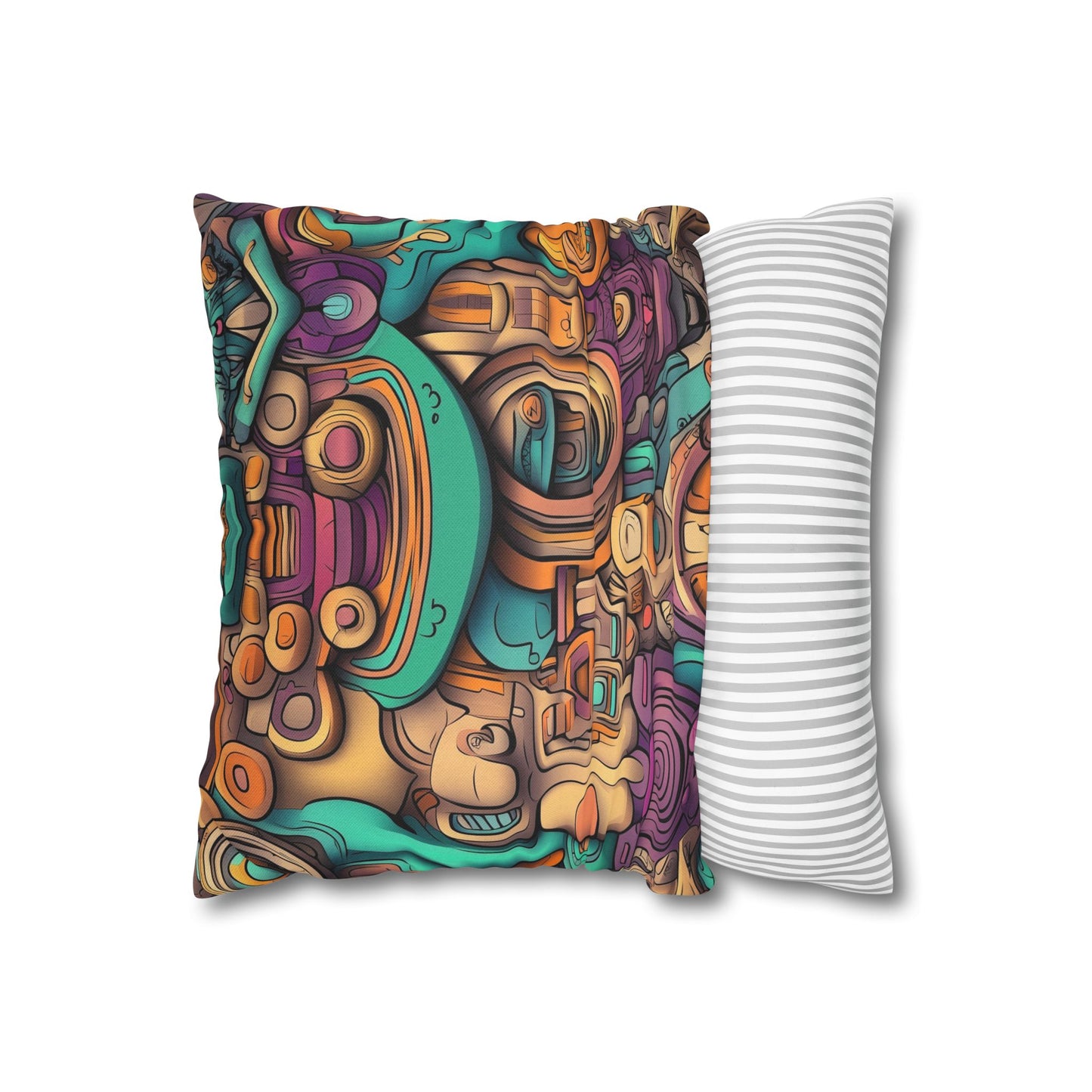 Psychedelic Dreamscape- Square Polyester Pillowcase