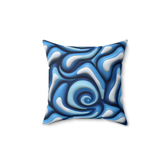 Blue Swirlino Polyester Pillow 3