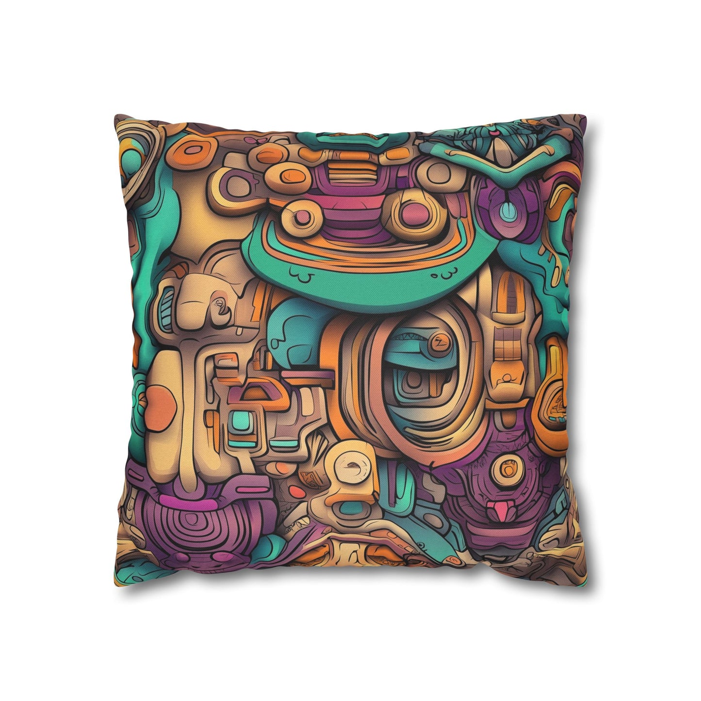 Psychedelic Dreamscape- Square Polyester Pillowcase