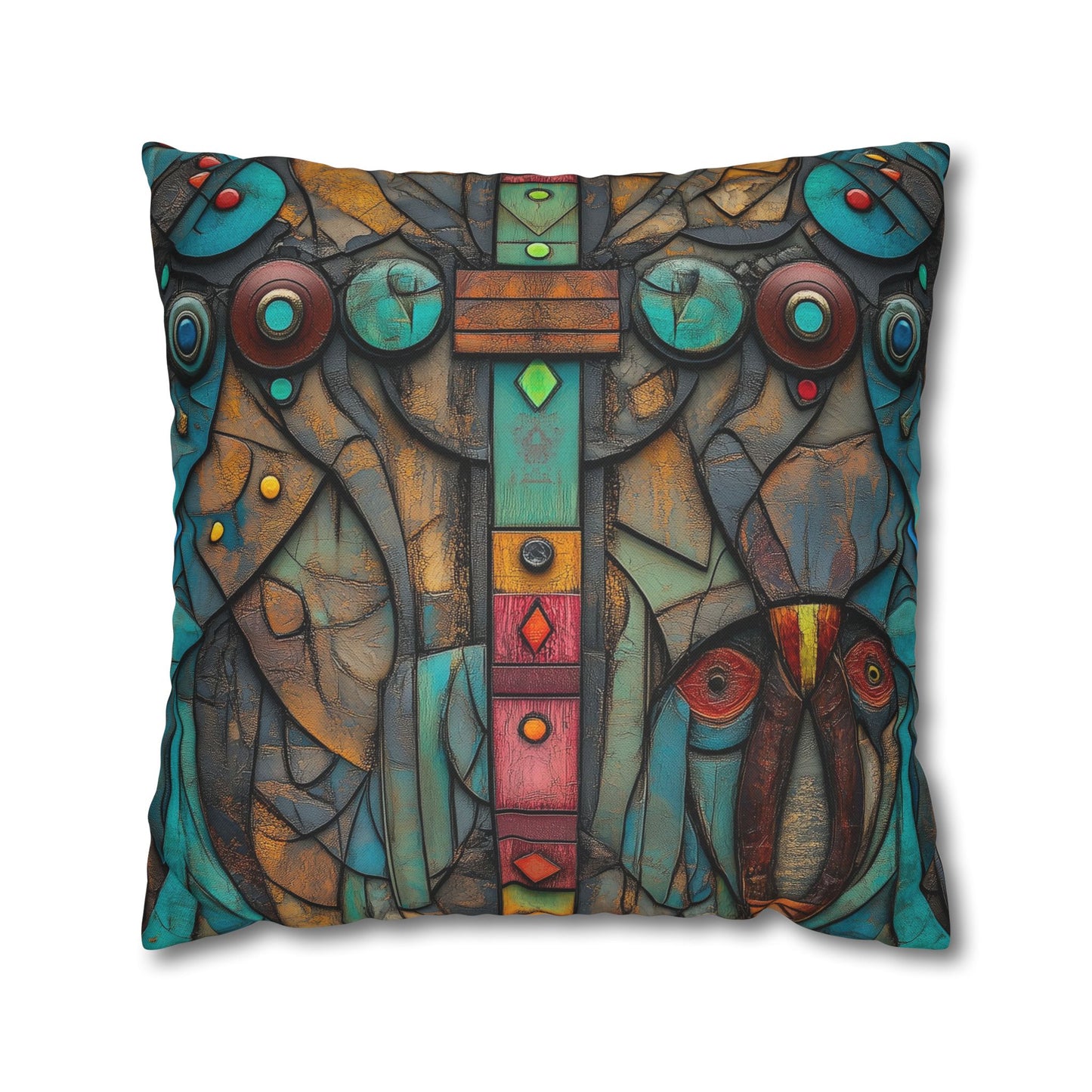 Turquoise Mosaic Dreams - Square Polyester Pillowcase