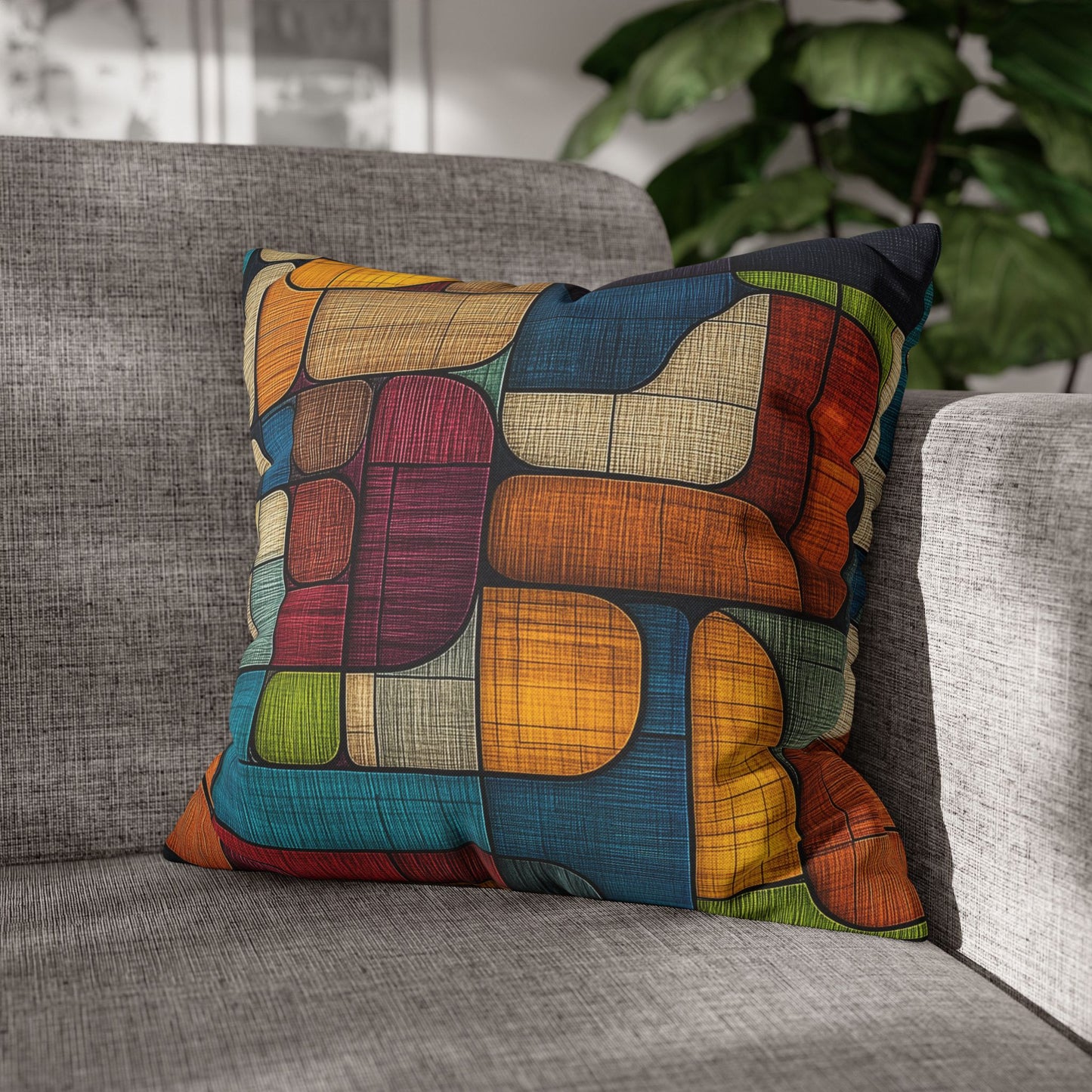 Geometric Mosaic - Square Polyester Pillowcase