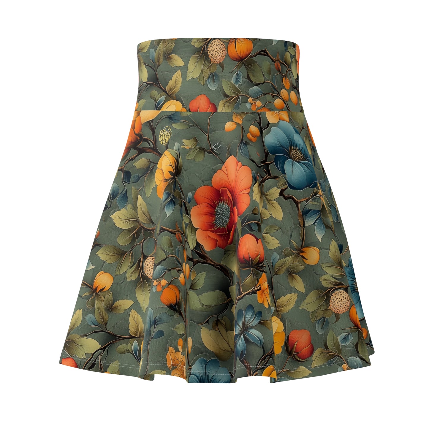 Vibrant Floral Symphony - Skater Skirt