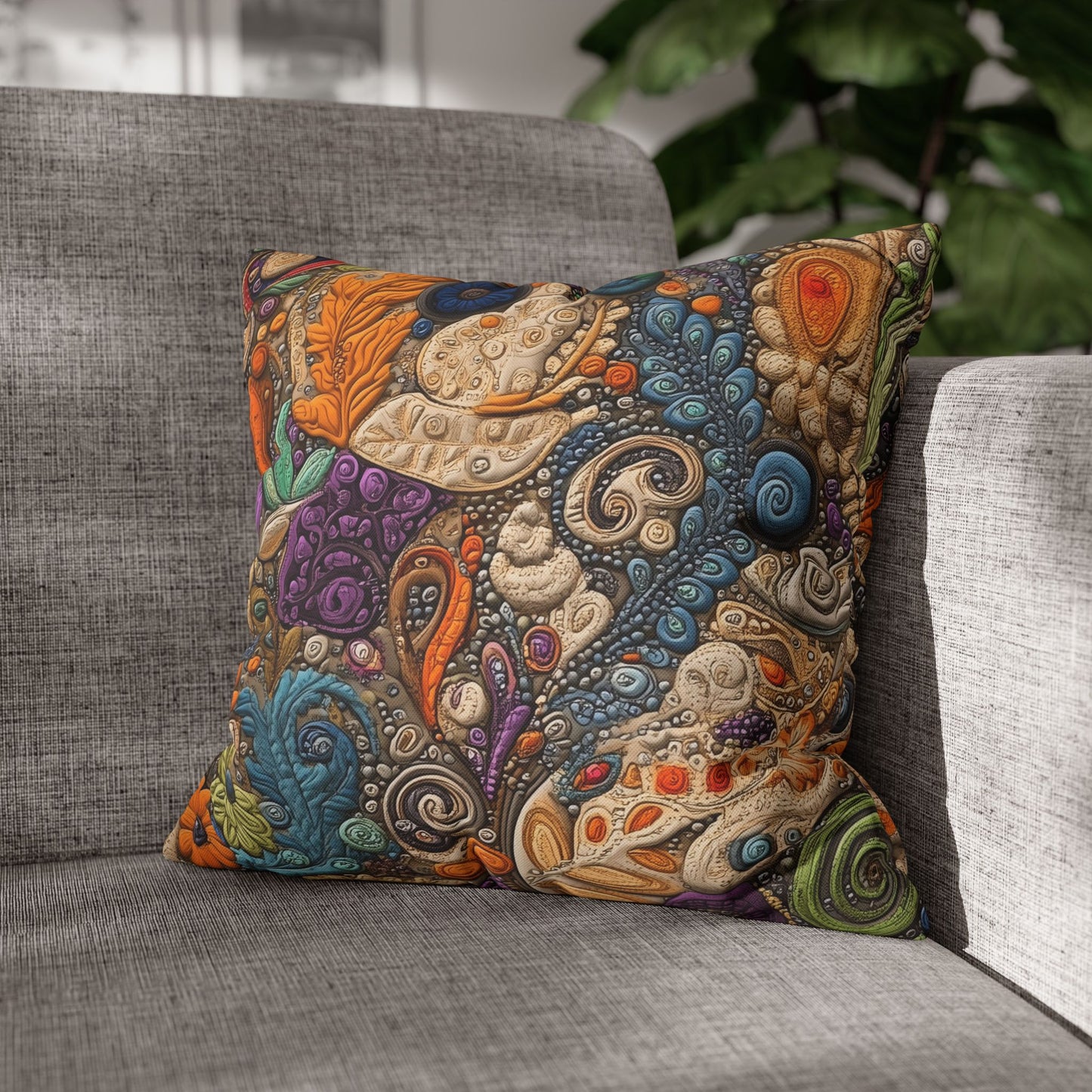 Kaleidoscope Garden- Square Polyester Pillowcase