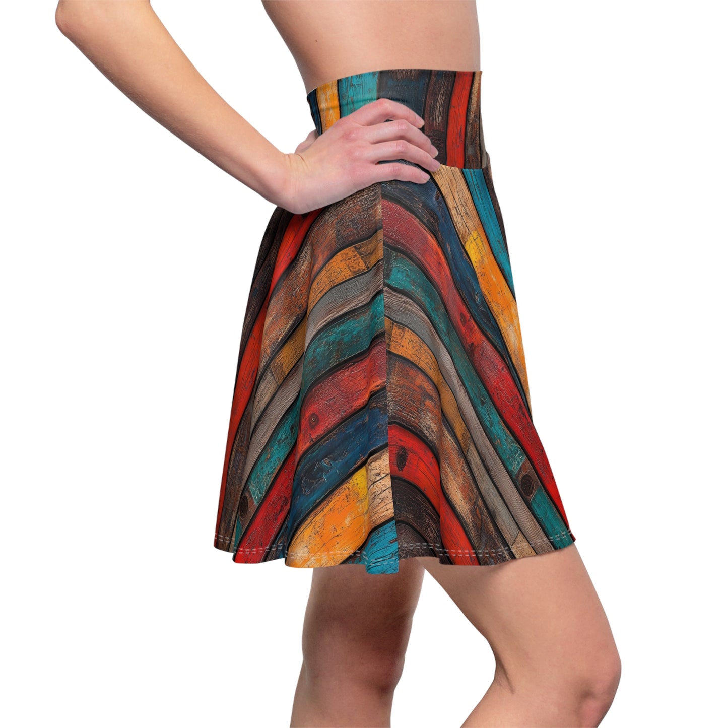 Vibrant Weathered Wood - Skater Skirt