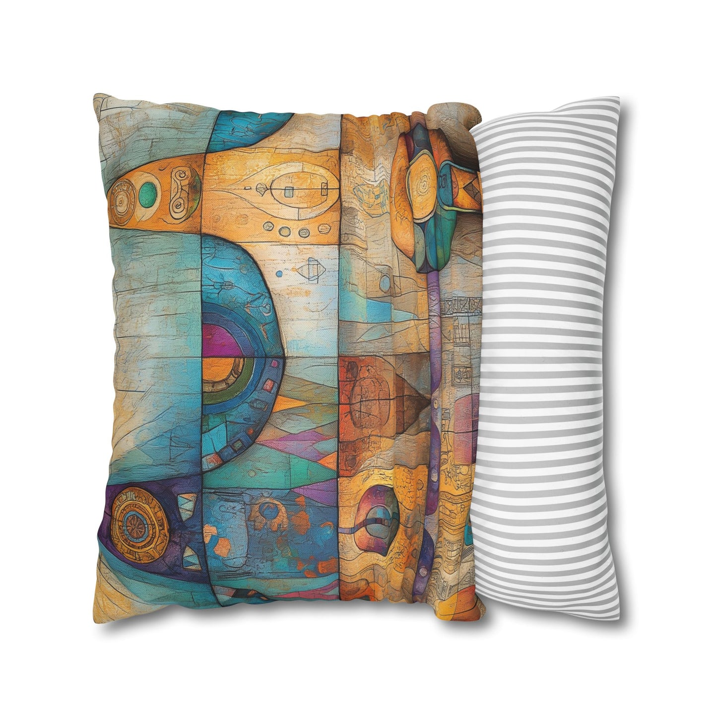 Cosmic Hieroglyphs- Square Polyester Pillowcase