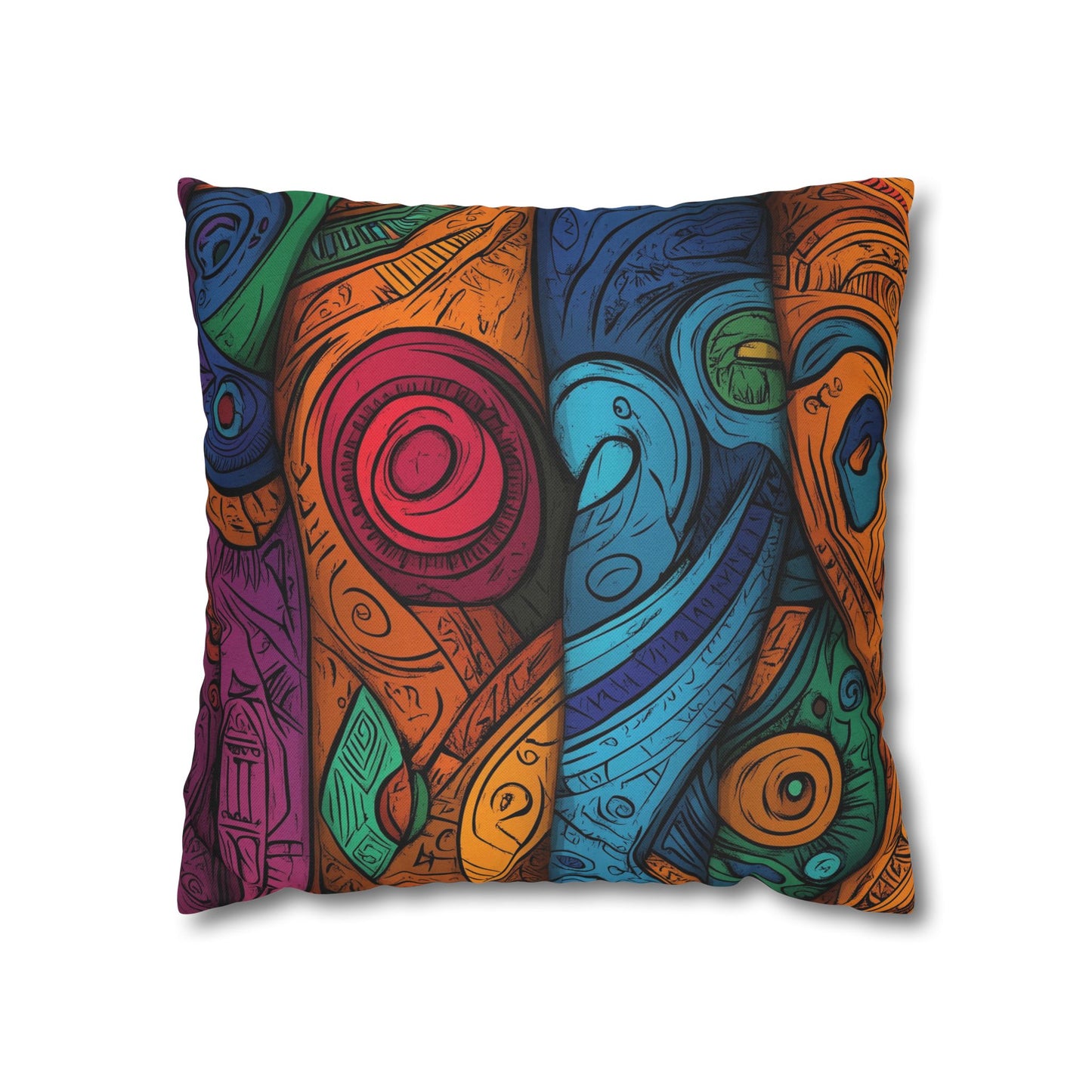 Tribal Rhythms- Square Polyester Pillowcase