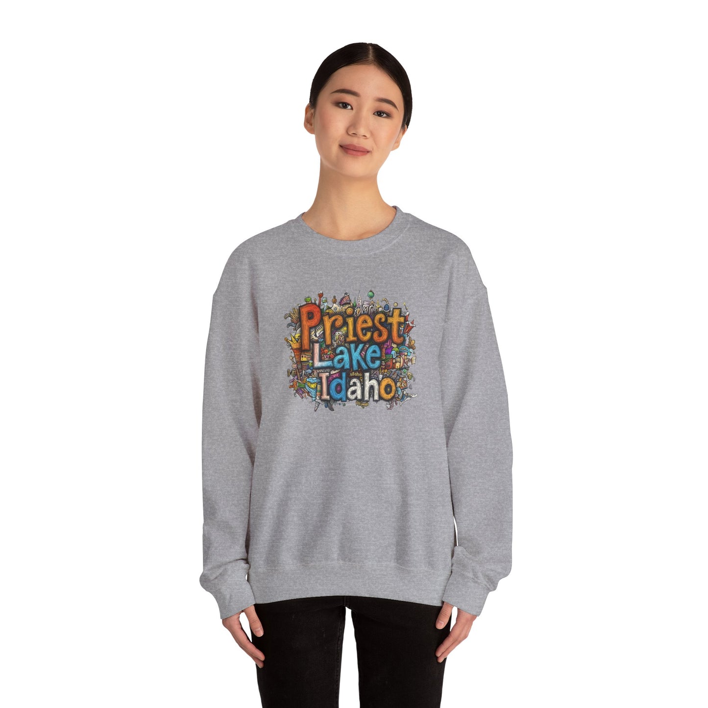 Priest Lake Idaho Fun Heavy Blend™ Crewneck Sweatshirt