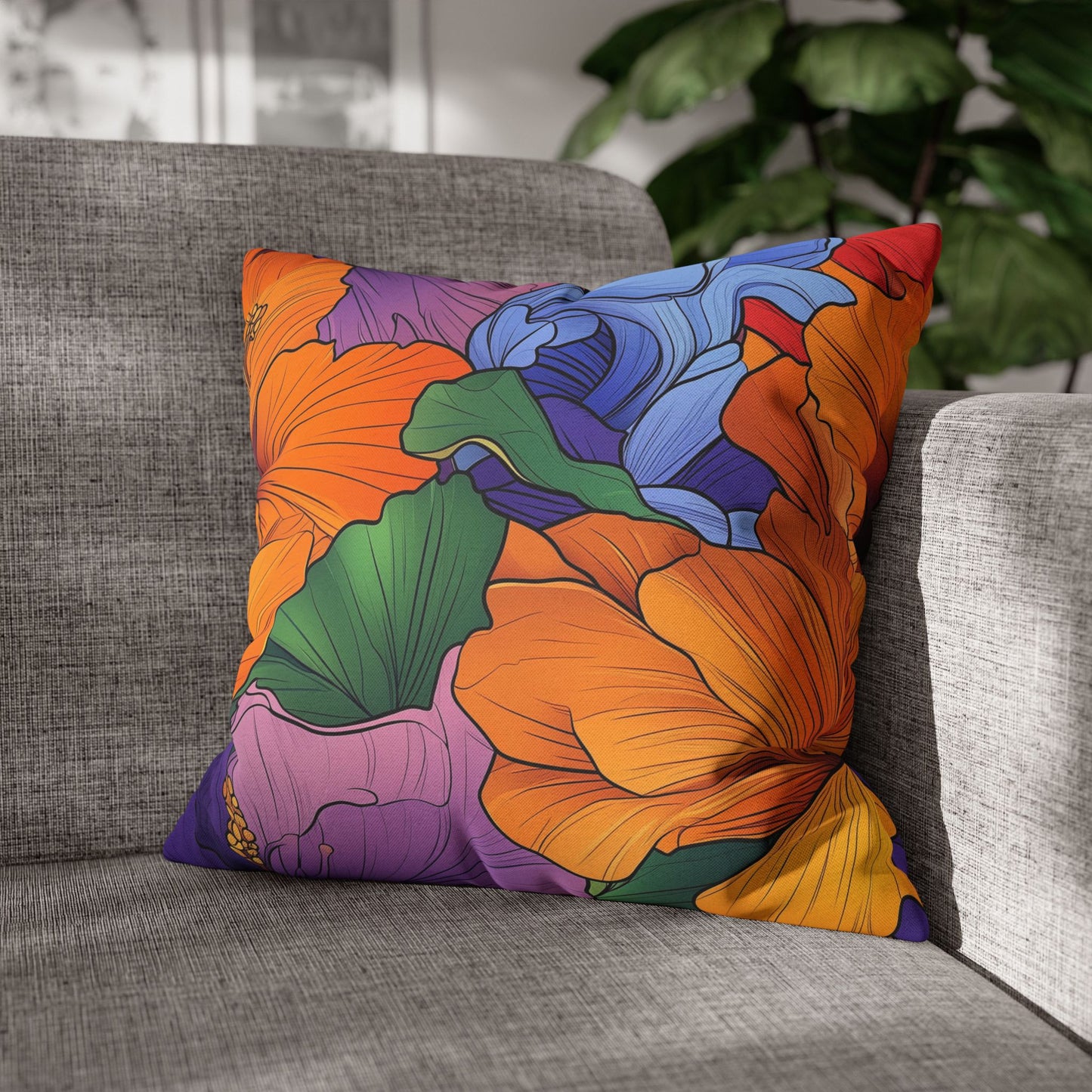 Tropical Kaleidoscope- Square Polyester Pillowcase