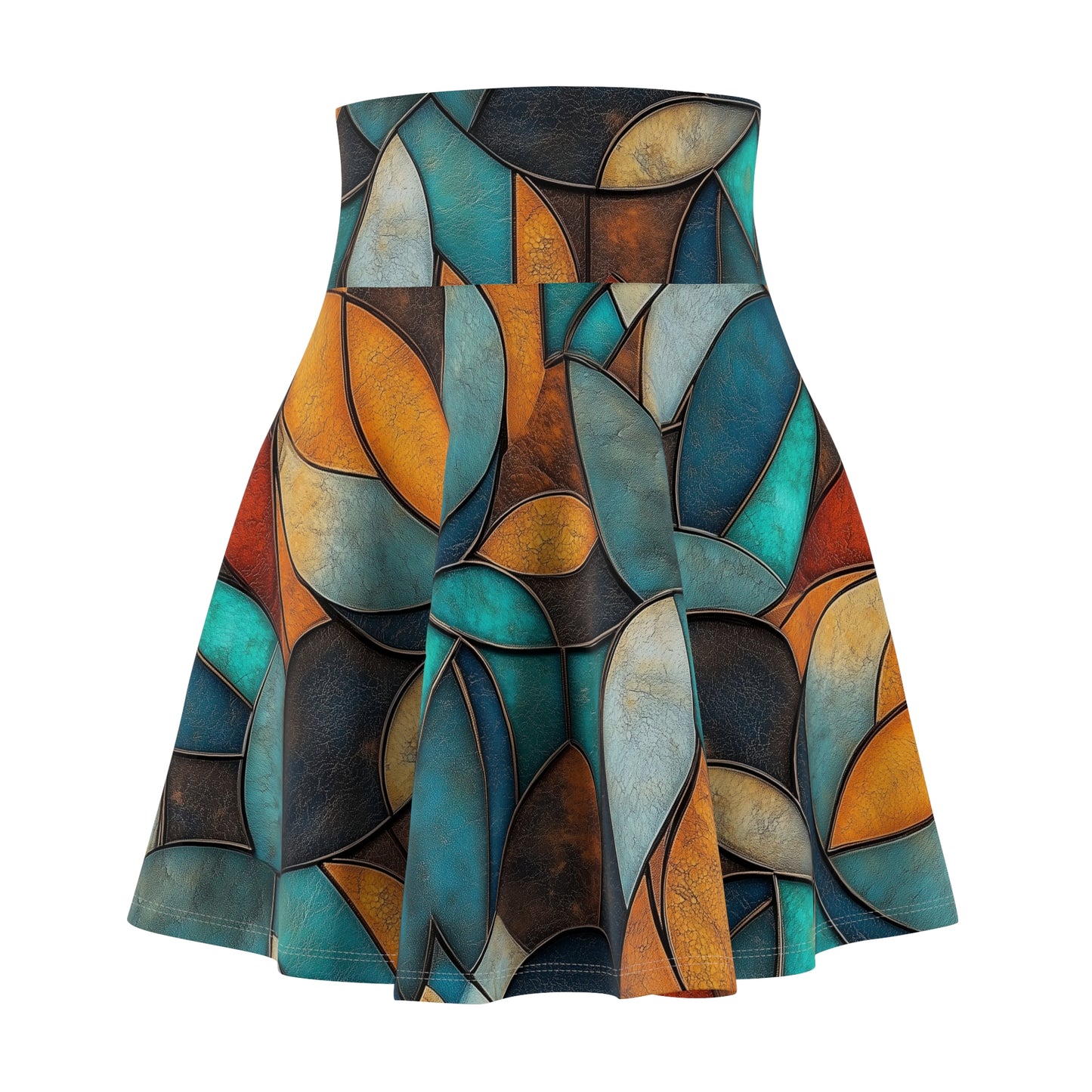 Golden Teal Fusion - Skater Skirt