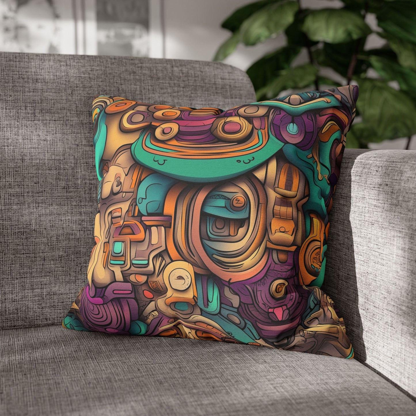 Psychedelic Dreamscape- Square Polyester Pillowcase