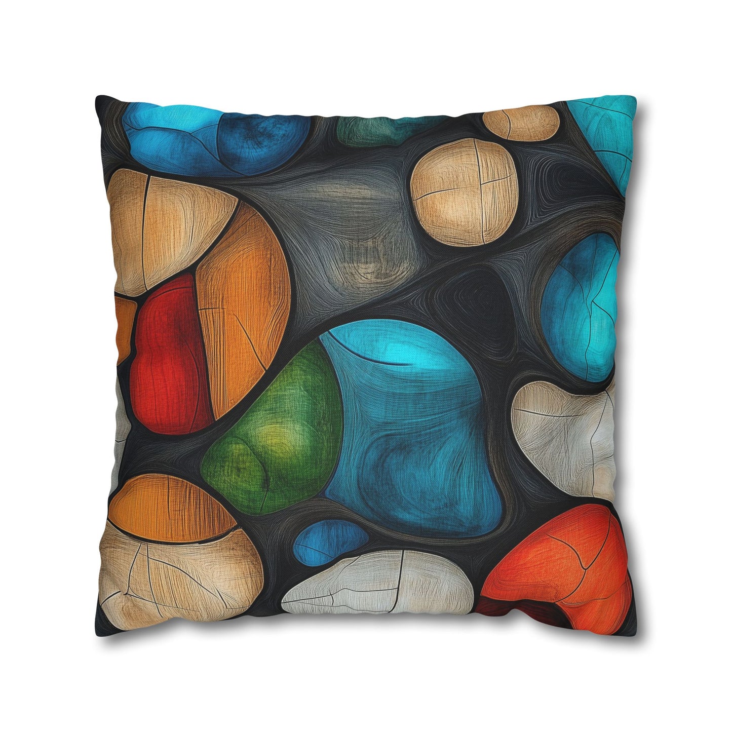 River Rocks - Square Polyester Pillowcase