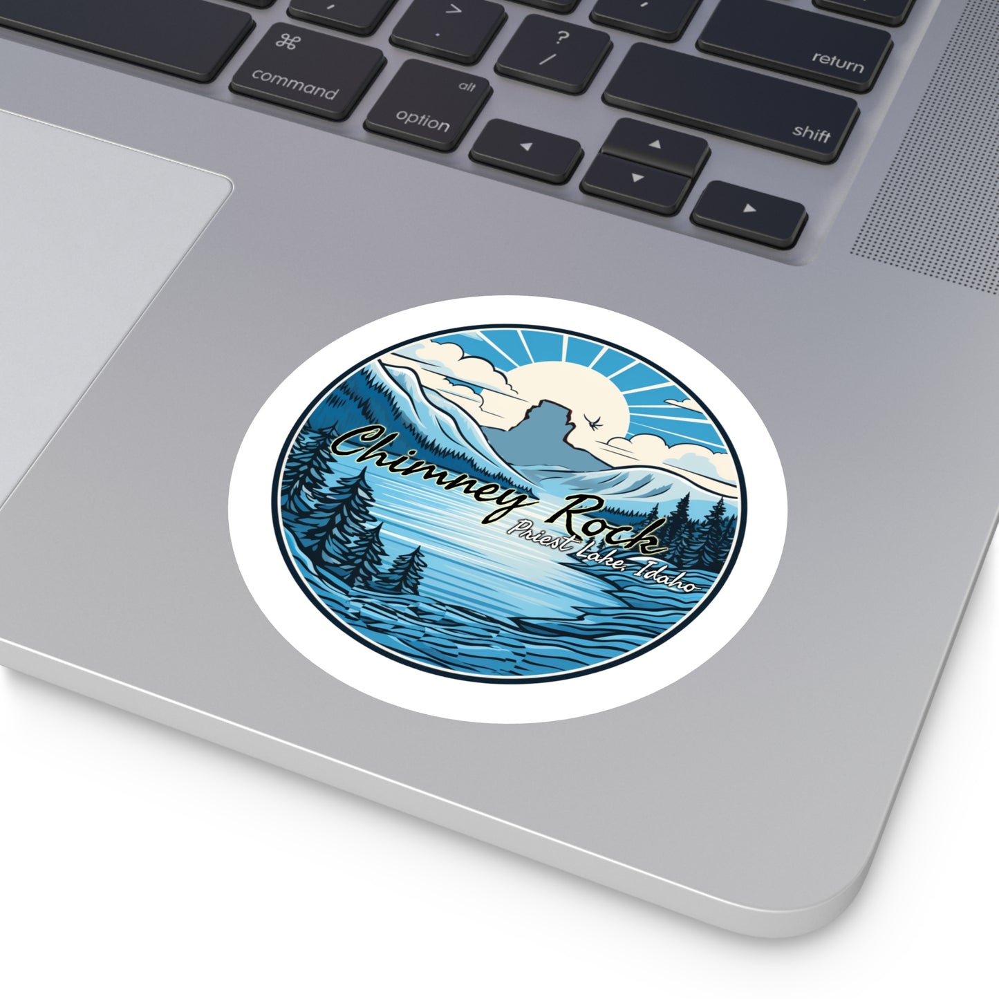 Blue Chimney Rock, Priest Lake, Idaho Sticker