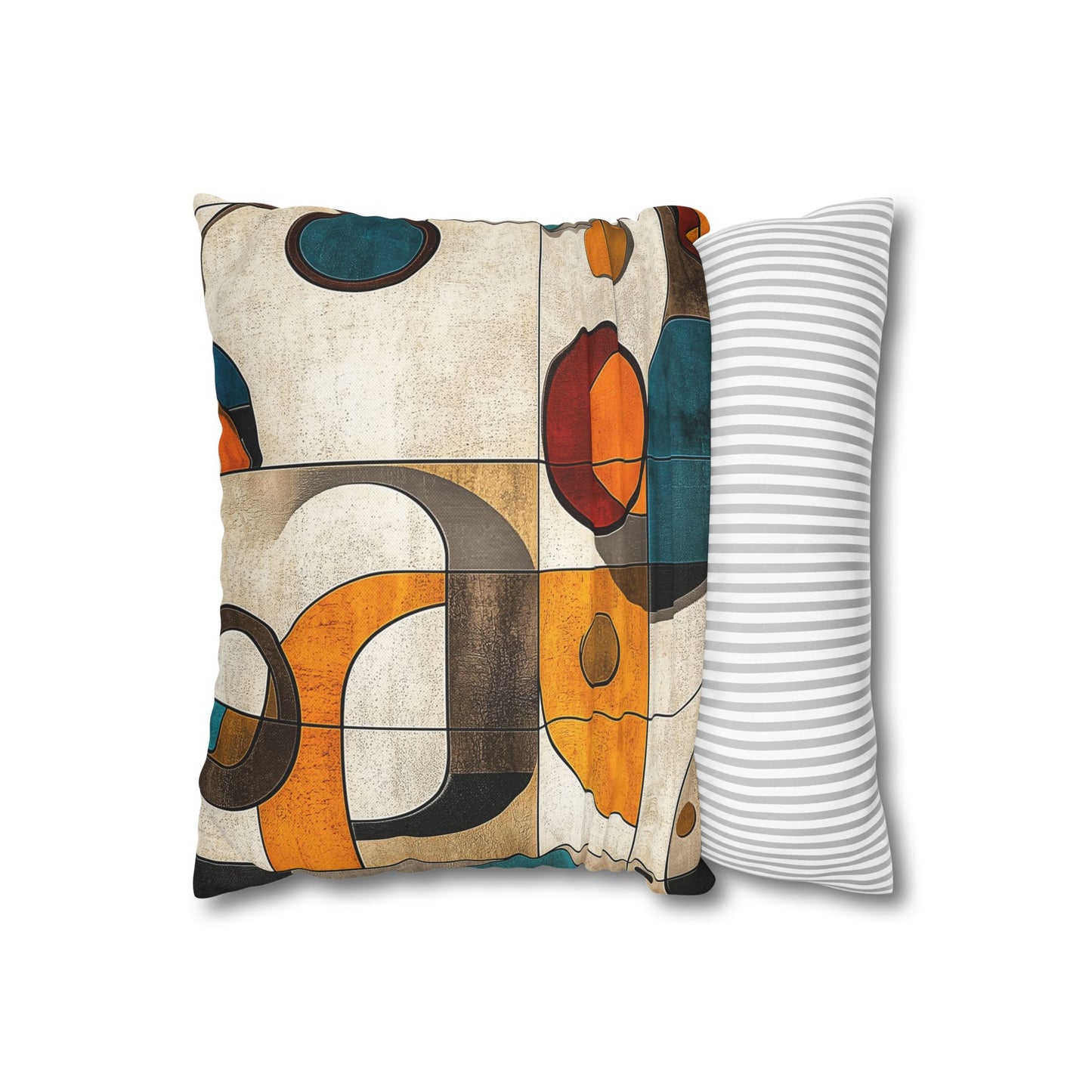 Retro Circles - Square Polyester Pillowcase