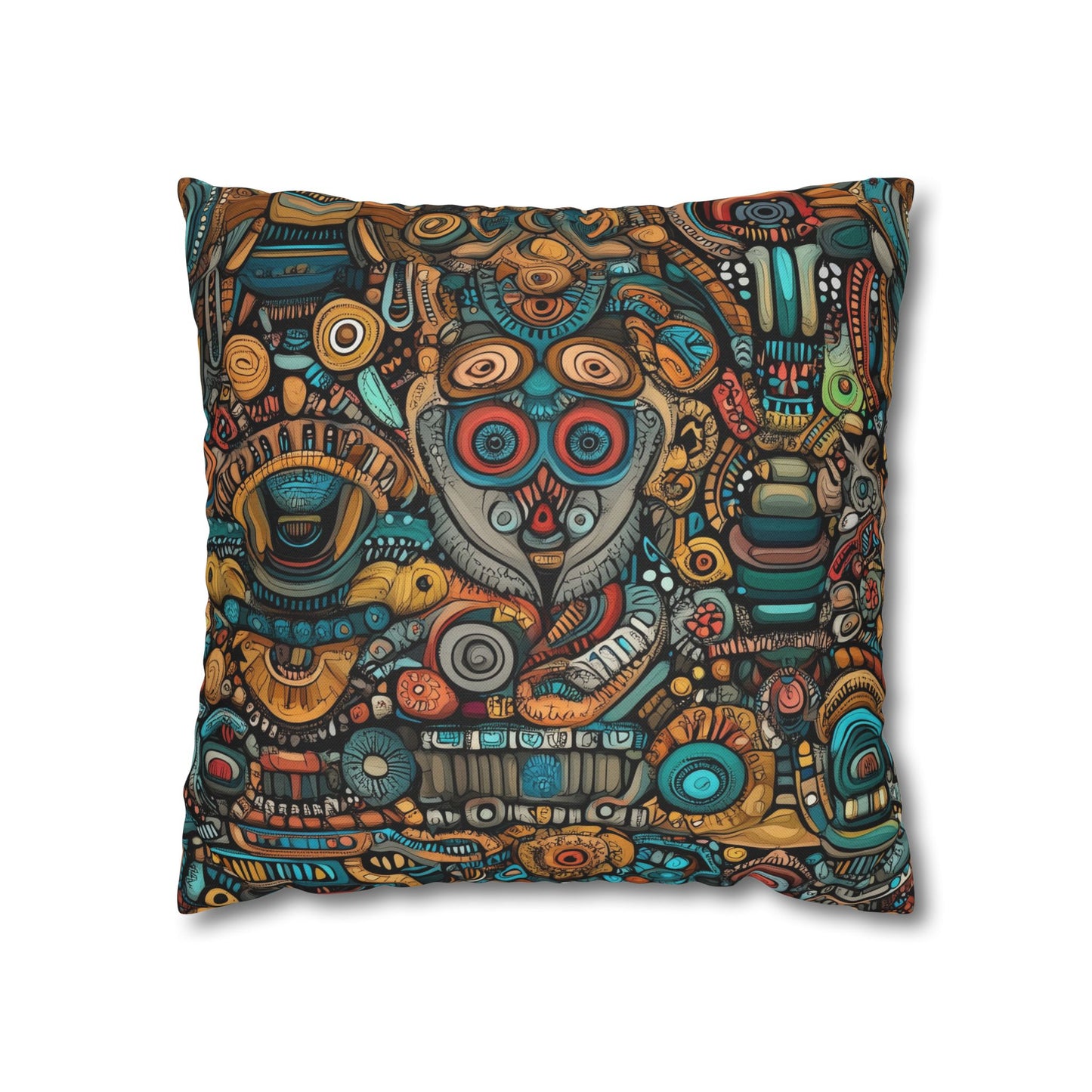 Tribal Kaleidoscope - Square Polyester Pillowcase