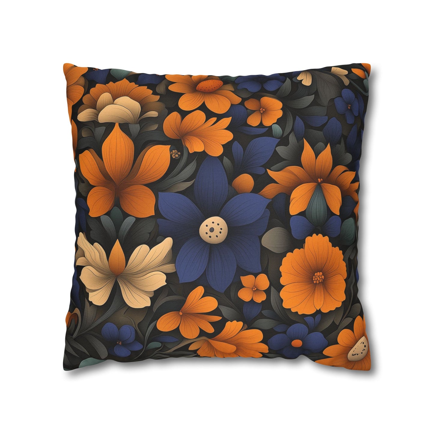 Midnight Blossom- Square Polyester Pillowcase