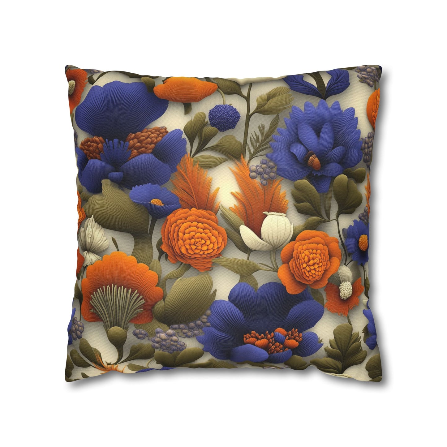 Vibrant Floral Fantasy- Square Polyester Pillowcase